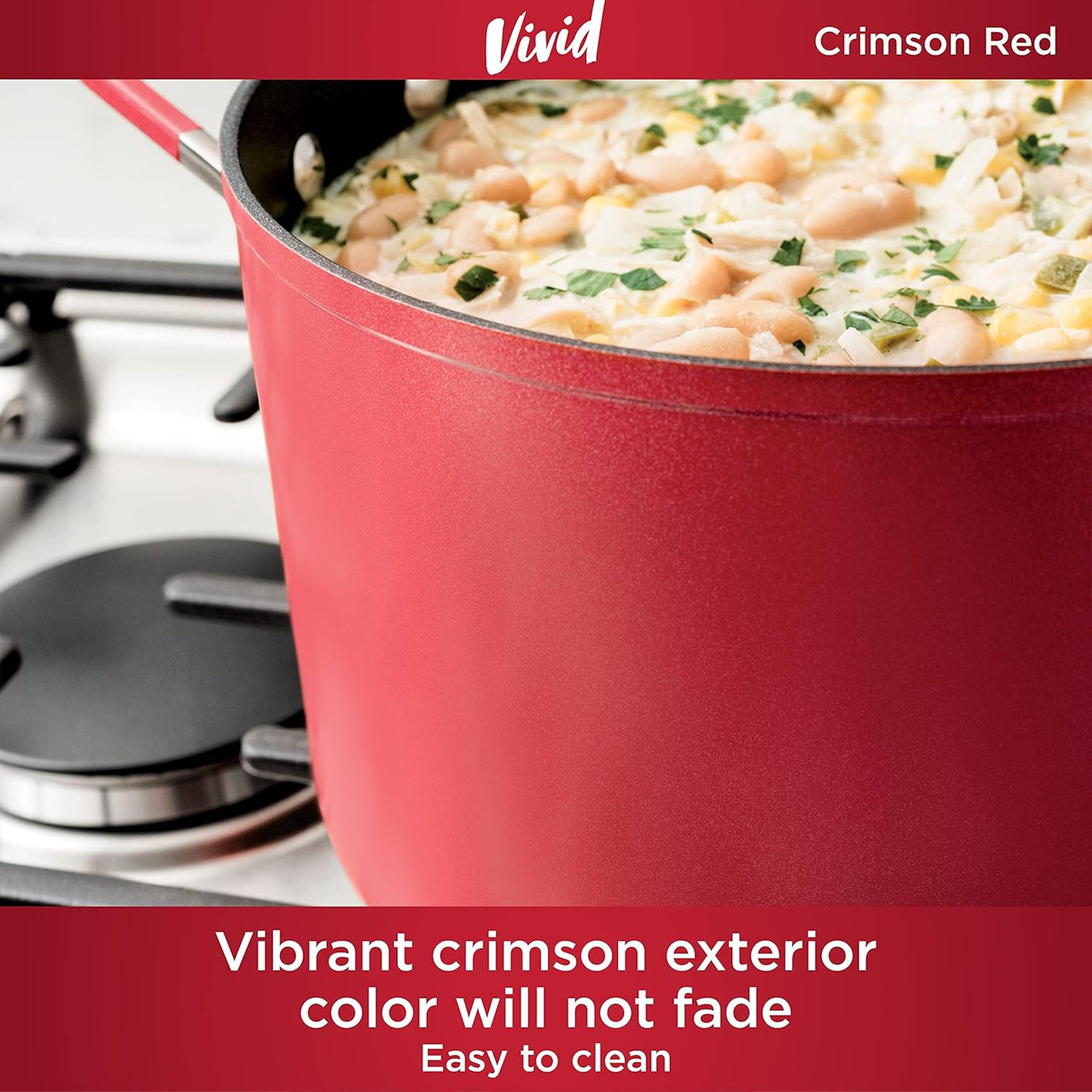 Ninja Foodi NeverStick Vivid Oven Safe 8 Piece Pots & Pans Cookware Set, Crimson