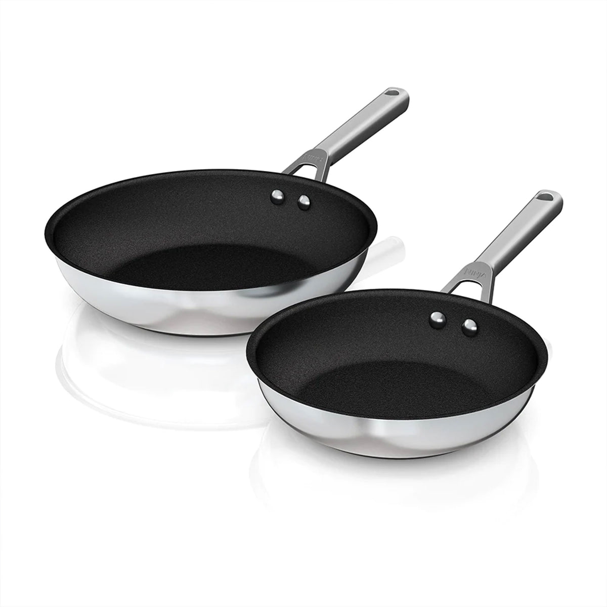 Ninja Foodi NeverStick Stainless Steel Oven Safe 8" and 10.25" Fry Pan Set