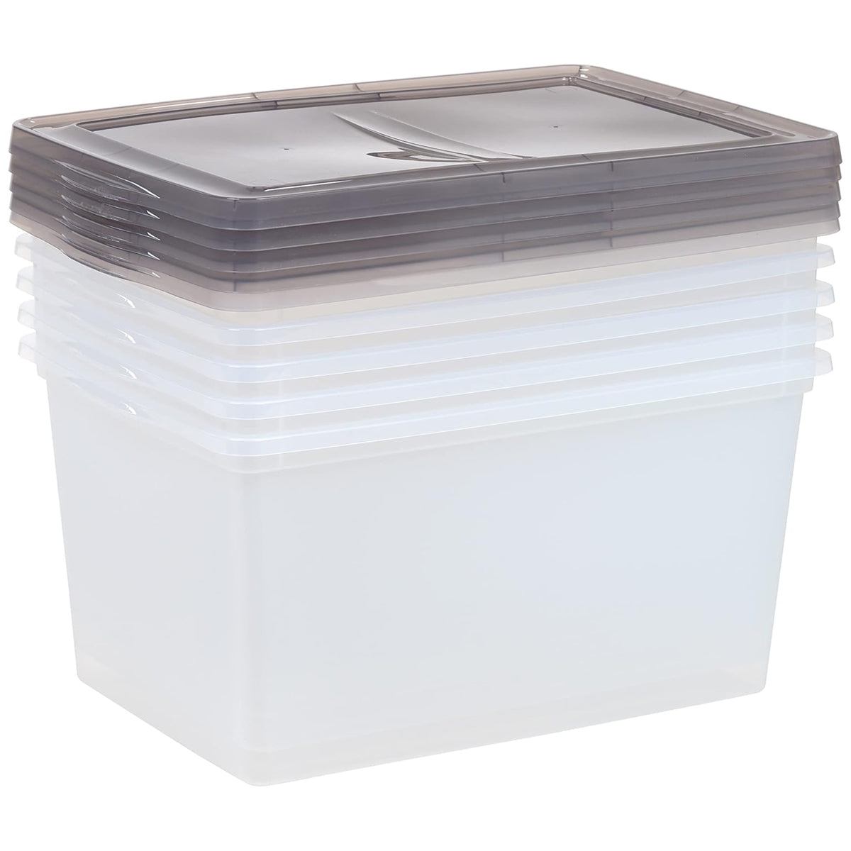 IRIS USA 58 Quart Snap Top Plastic Storage Box, 5 Pack