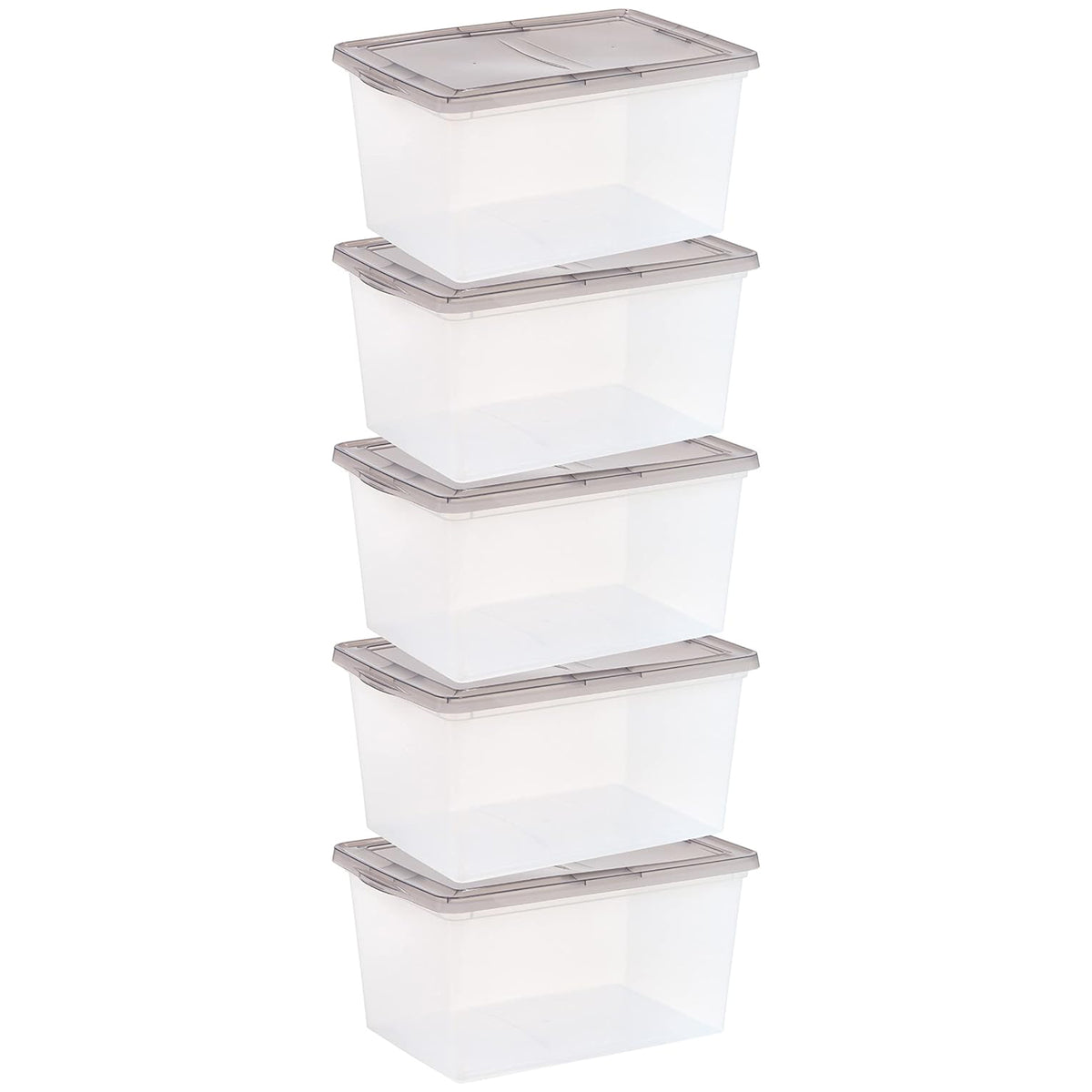 IRIS USA 58 Quart Snap Top Plastic Storage Box, 5 Pack