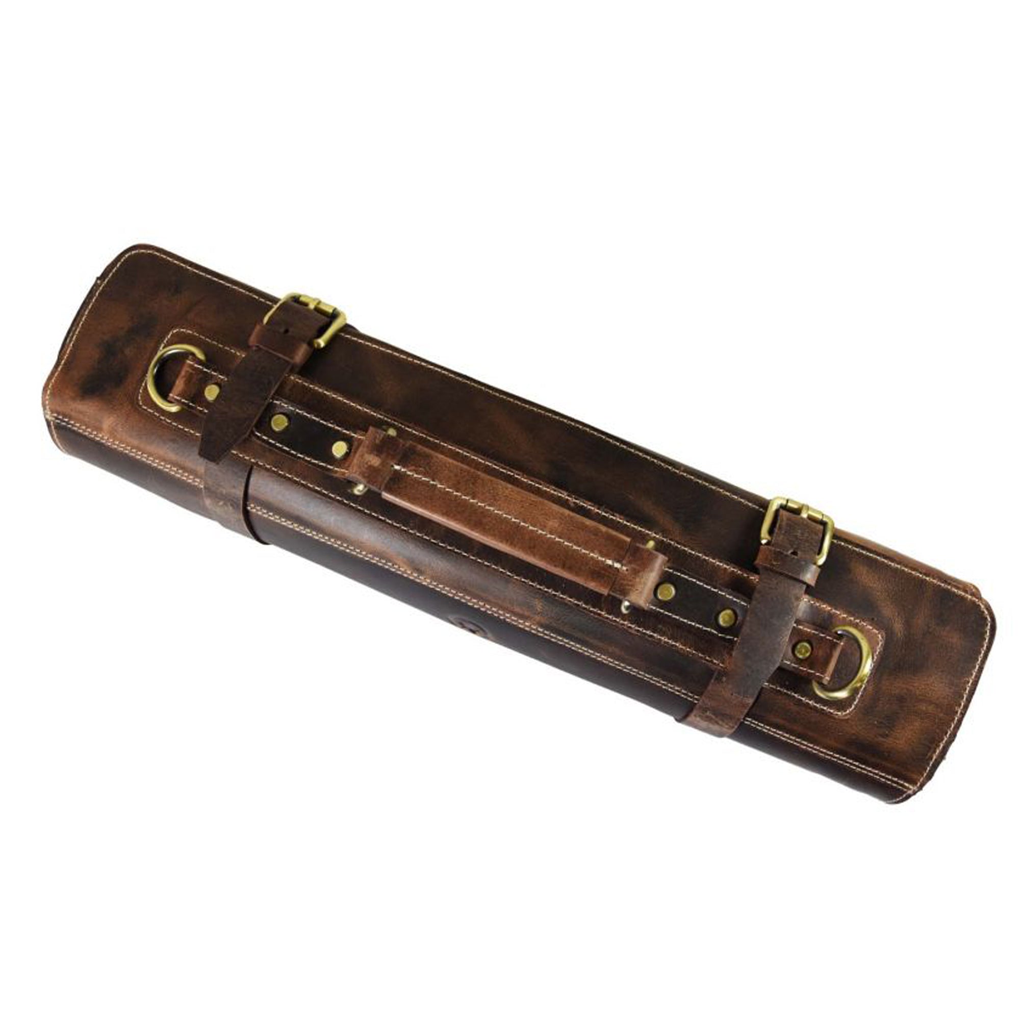 Aaron Leather Goods Tuscania Knife Roll Case, Walnut Brown Leather (Open Box) - VMInnovations