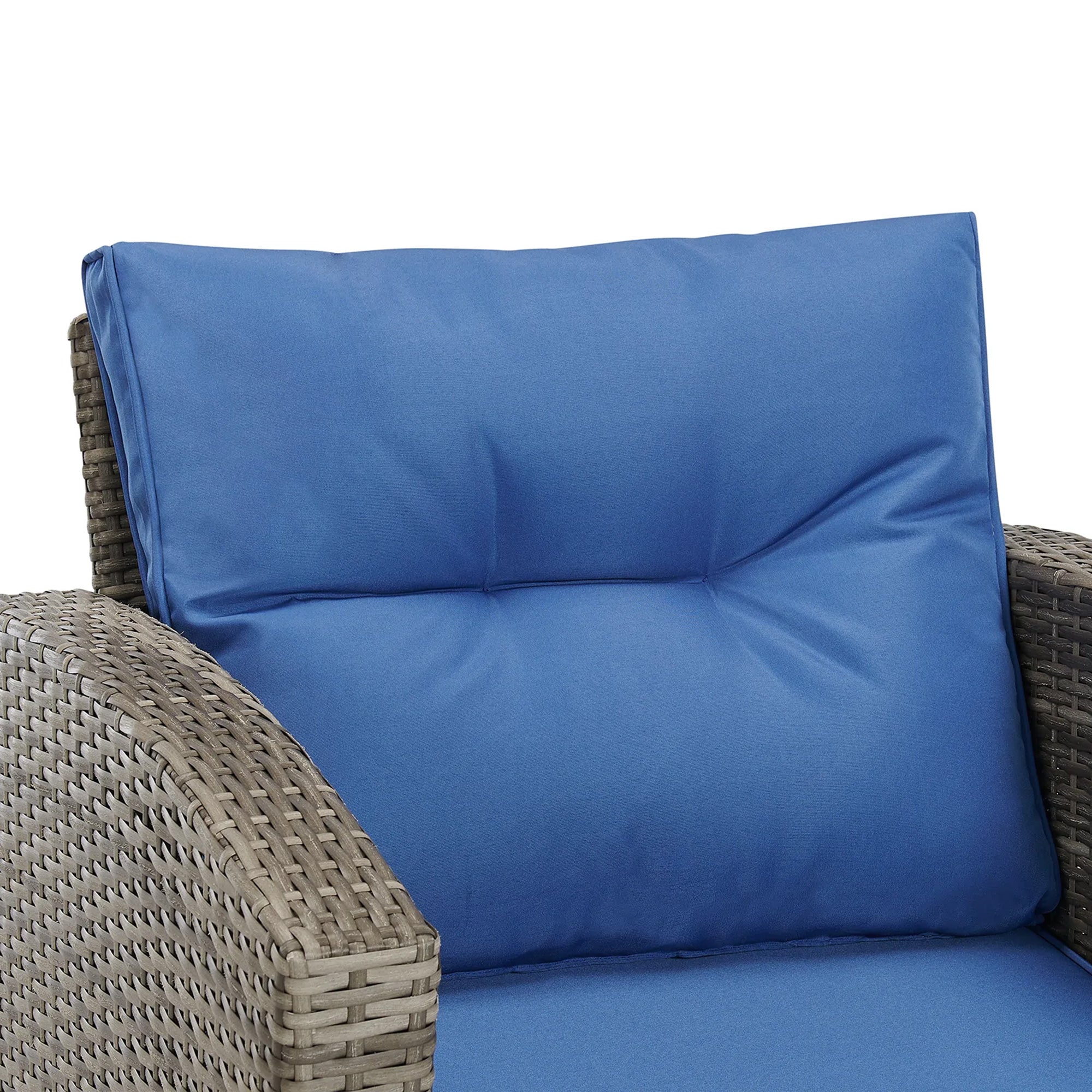 Edyo Living 5-Piece Gray Wicker Modular Patio Furniture Conversation Set, Blue
