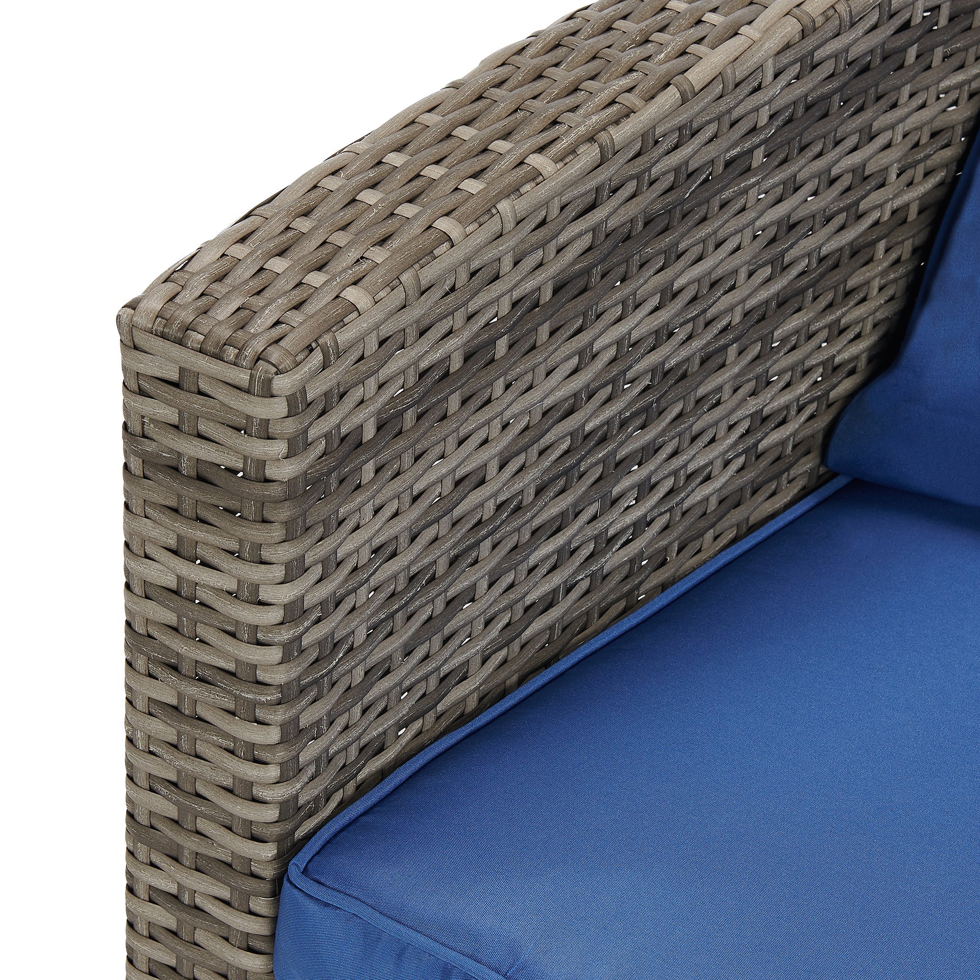 Edyo Living 5-Piece Gray Wicker Modular Patio Furniture Conversation Set, Blue