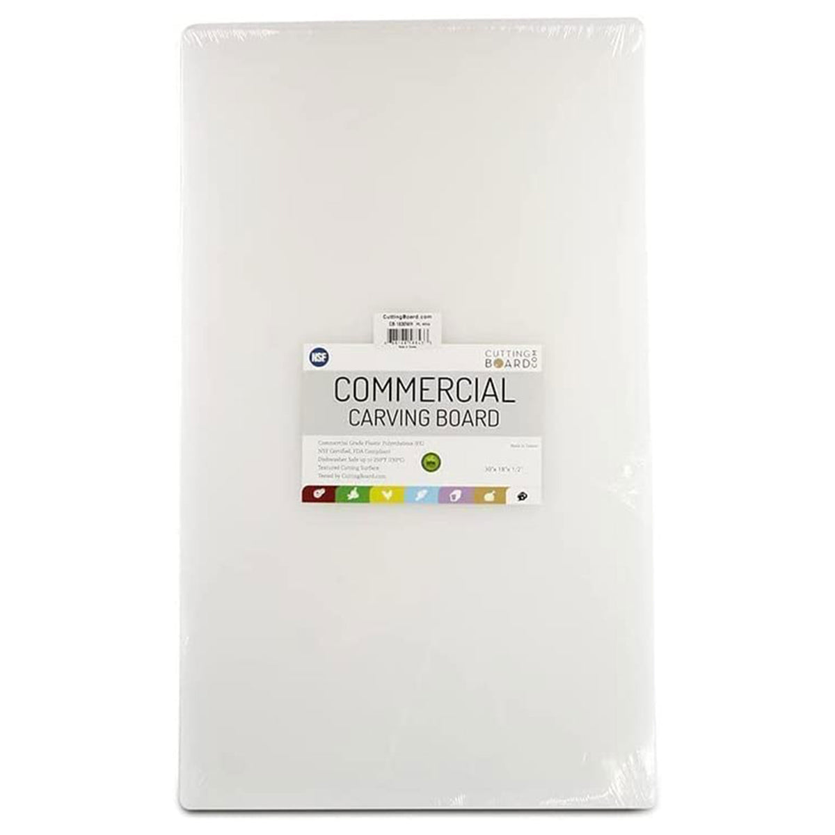 30 x 18 Inch Dishwasher Safe HDPE Plastic Cutting Board, White (Used)