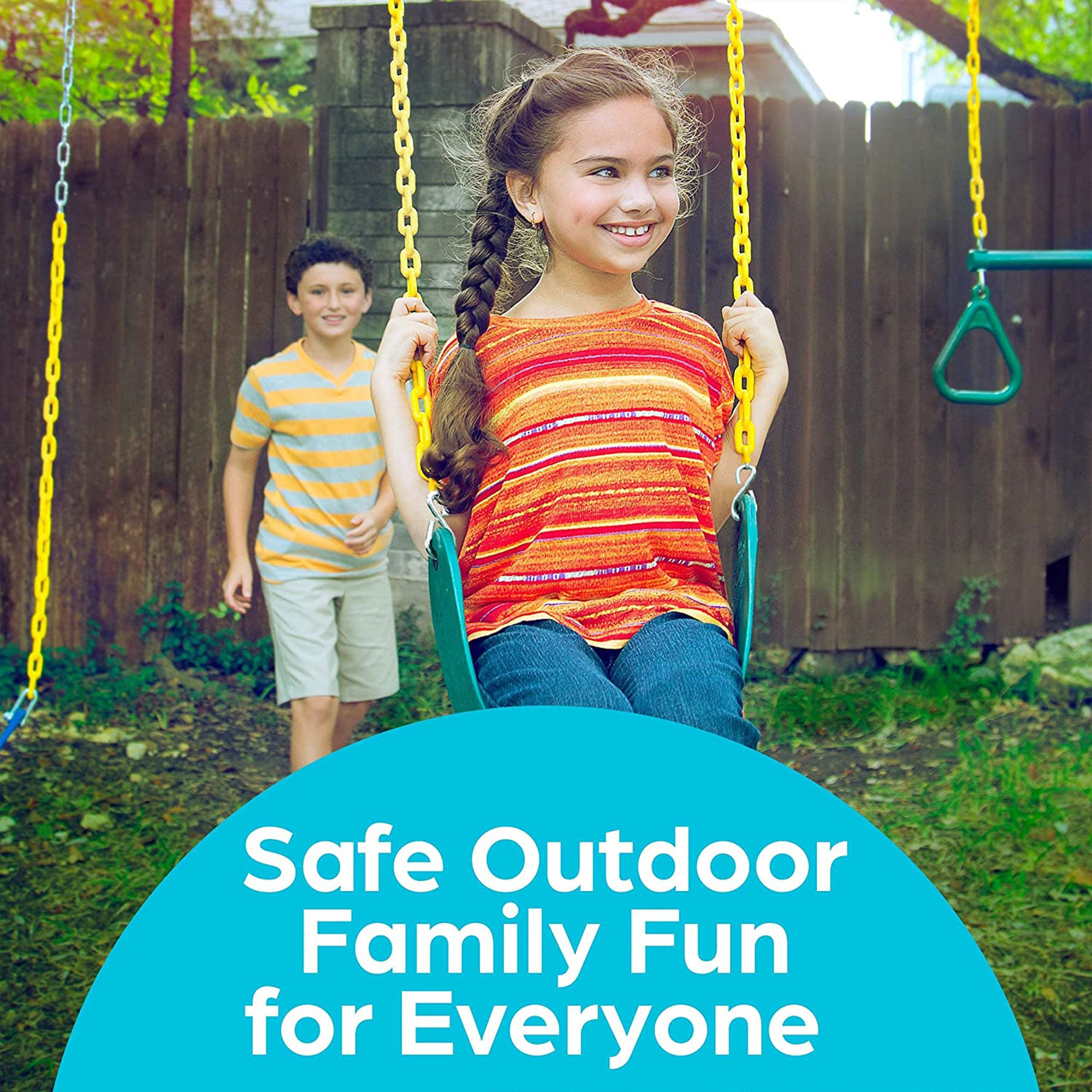 Playground Swing Set Outdoor Swing & Chain Set, 2 Pack, Green (Open Box) - VMInnovations