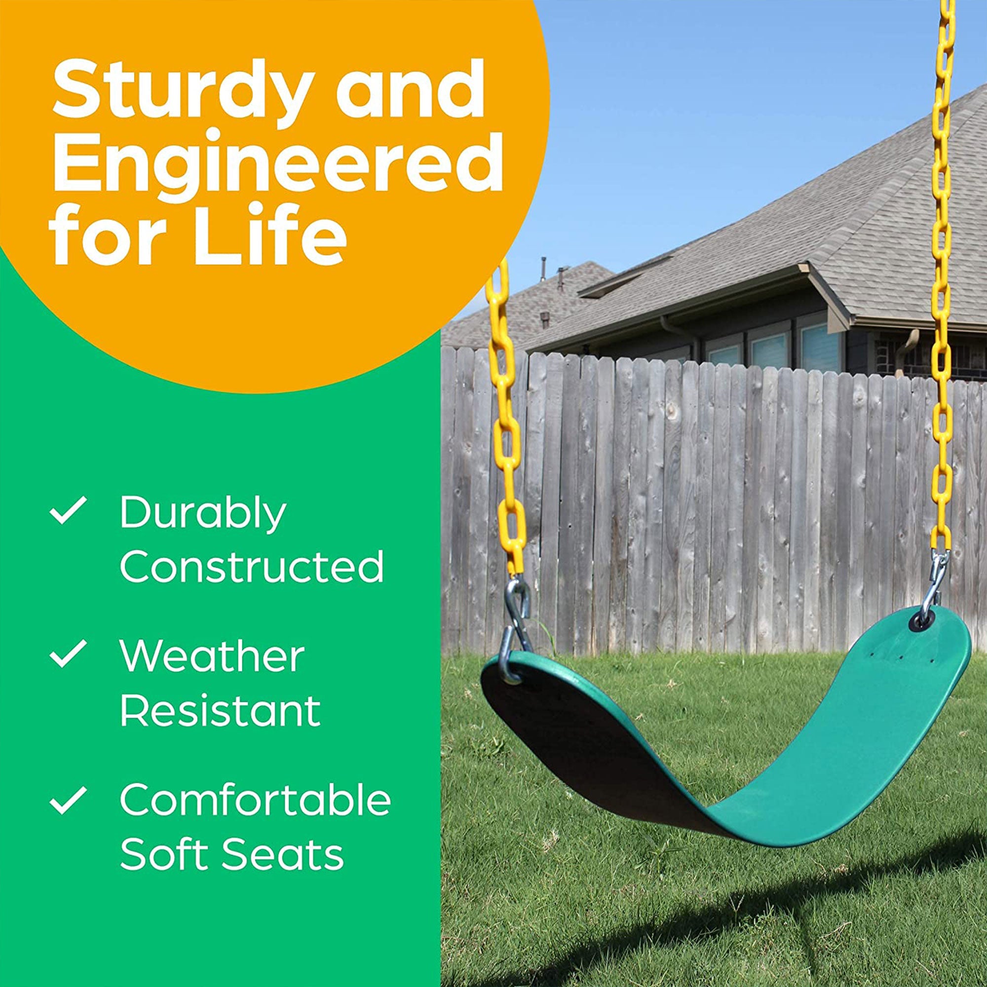 Playground Swing Set Outdoor Swing & Chain Set, 2 Pack, Green (Open Box) - VMInnovations