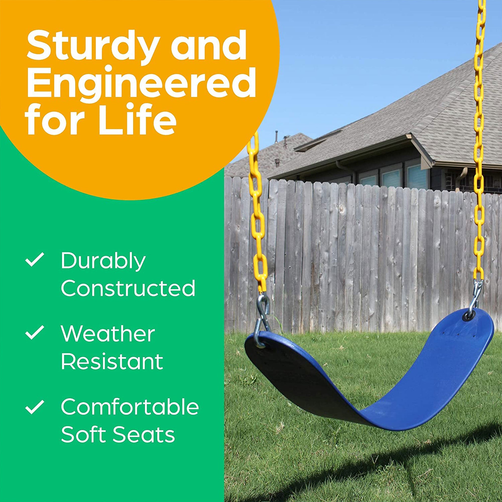 Playground Swing Set Outdoor Swing & Chain Set, 2 Pack, Blue (Open Box)