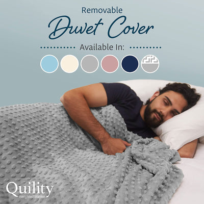 Quility 20 Pound Weighted Blanket Duvet Cover for Adults, F/Q 60" x 80," Gray