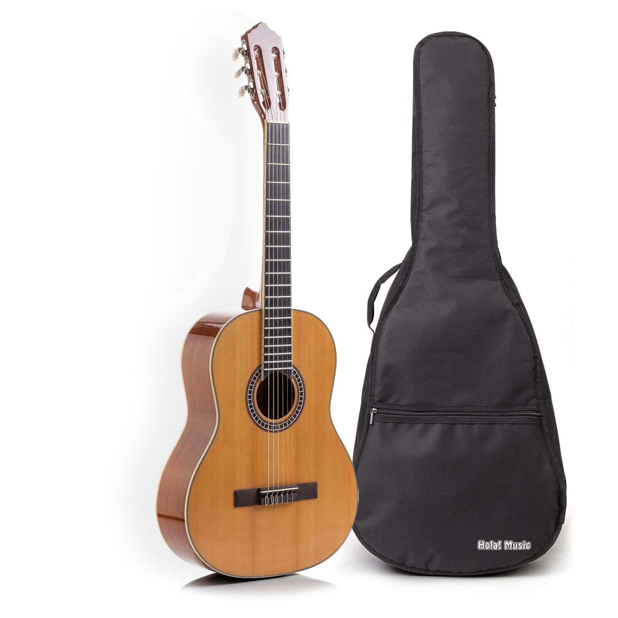Hola! Music Pre Strung 39" Classical Guitar with Soft Nylon Strings, Natural - VMInnovations