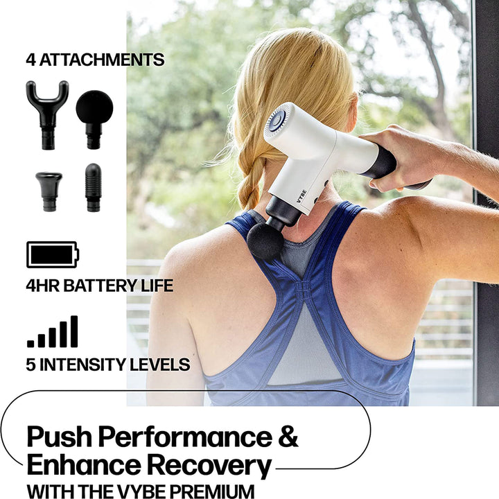 Vybe Premium Deep Tissue Muscle Massage Gun with 5 Speeds and 4 Attachments - VMInnovations