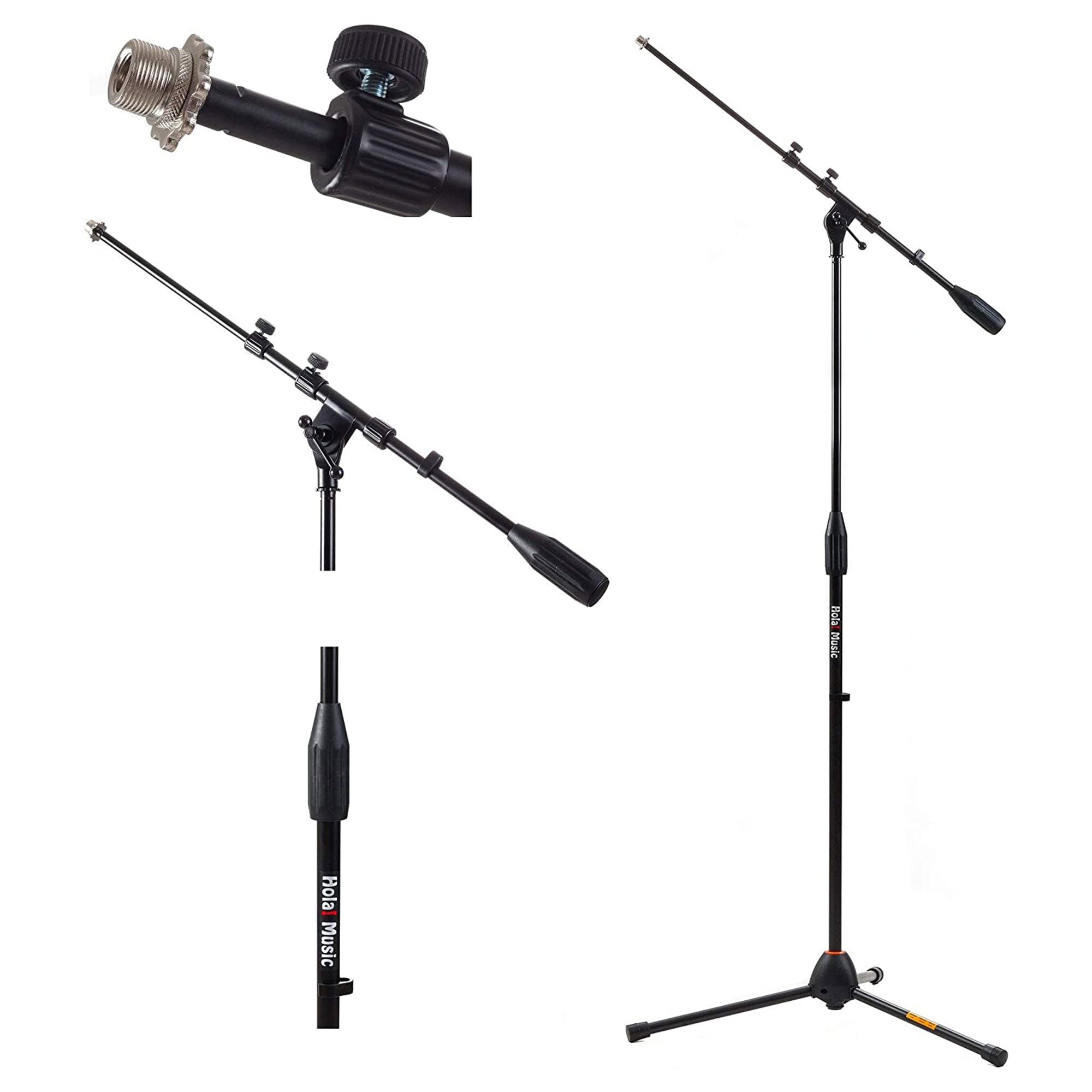 Hola! Music Adjustable Height Standard Clutch Studio Microphone Stand, (2 Pack) - VMInnovations