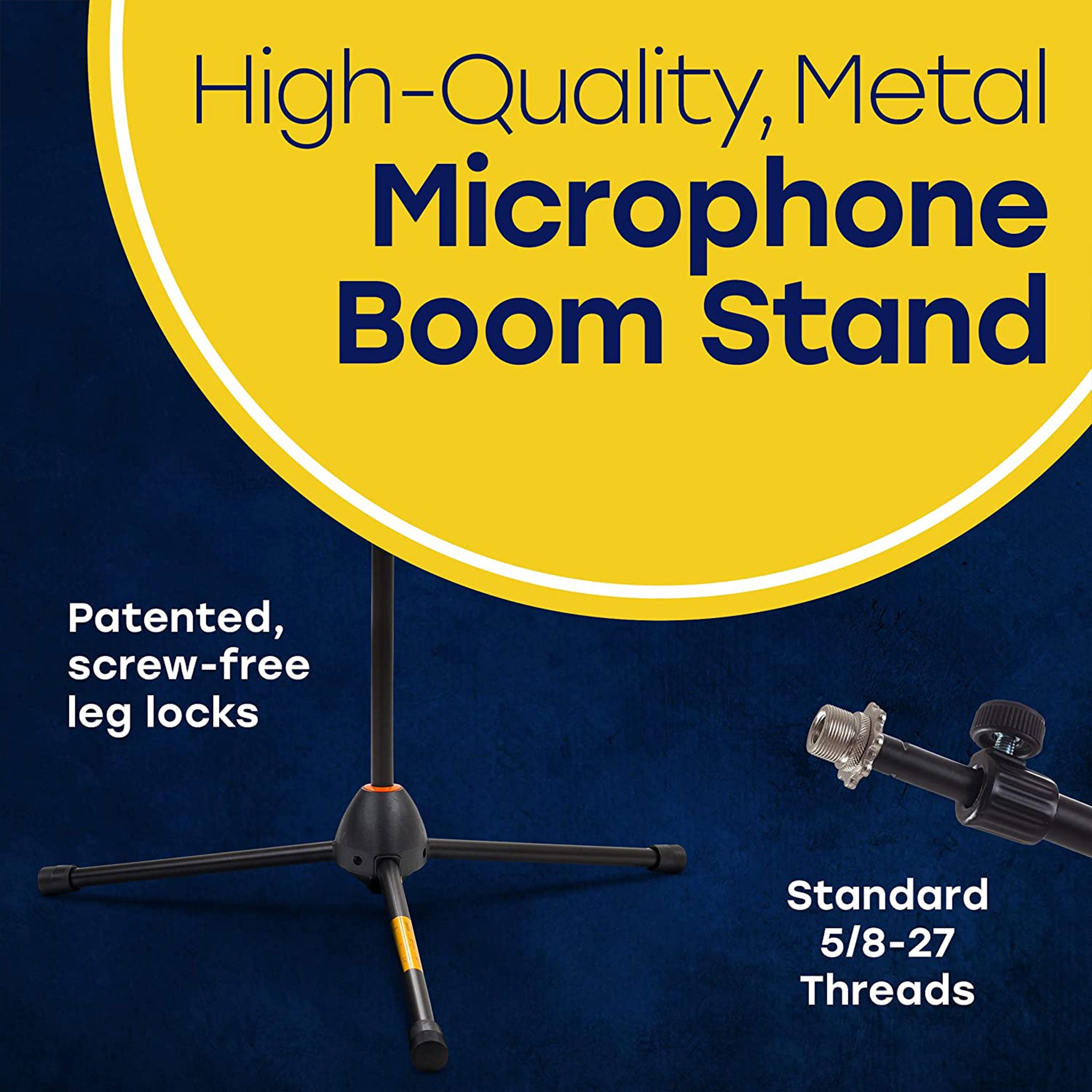Hola! Music Adjustable Height Standard Clutch Studio Microphone Stand, (2 Pack) - VMInnovations