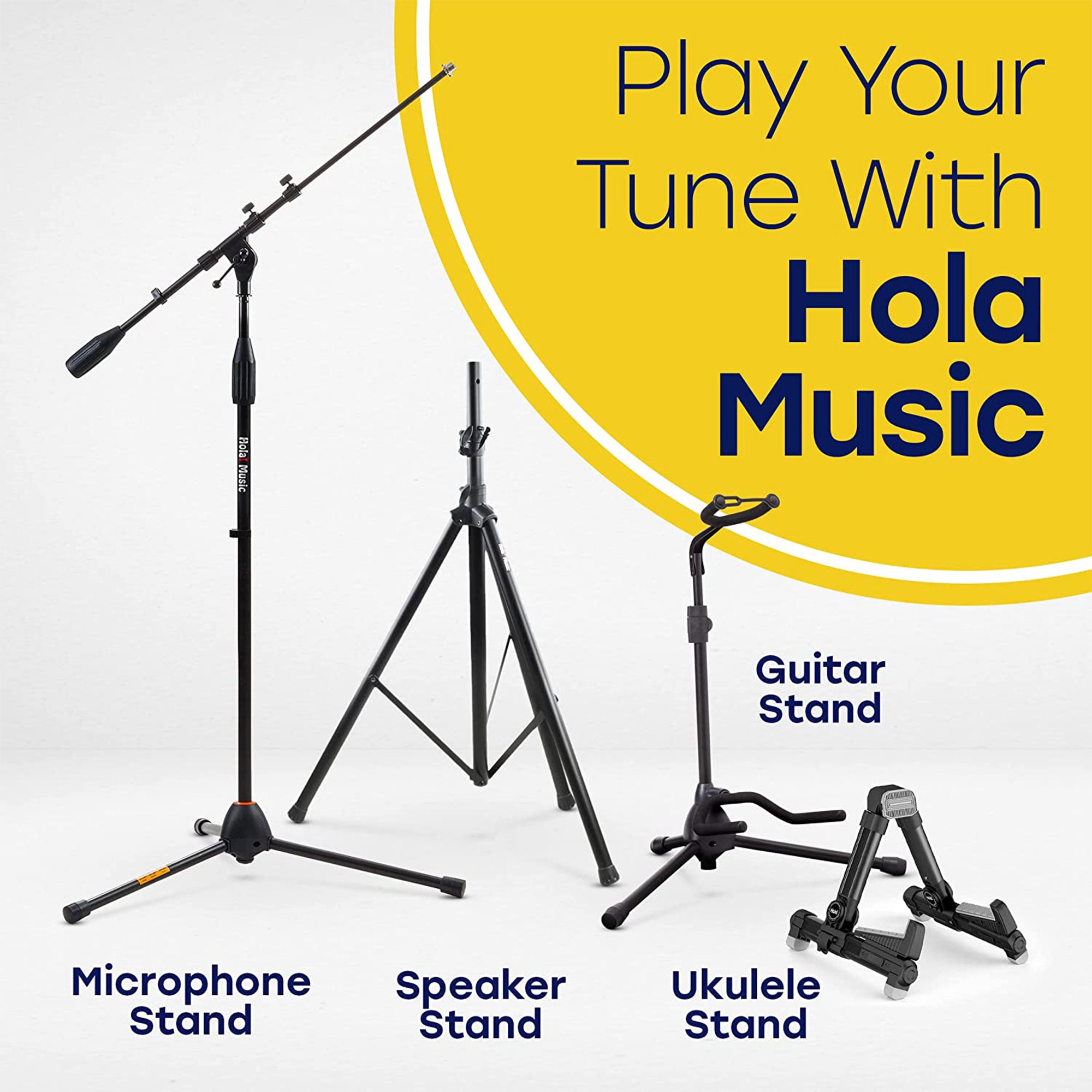 Hola! Music Adjustable Height Standard Clutch Studio Microphone Stand, (2 Pack) - VMInnovations