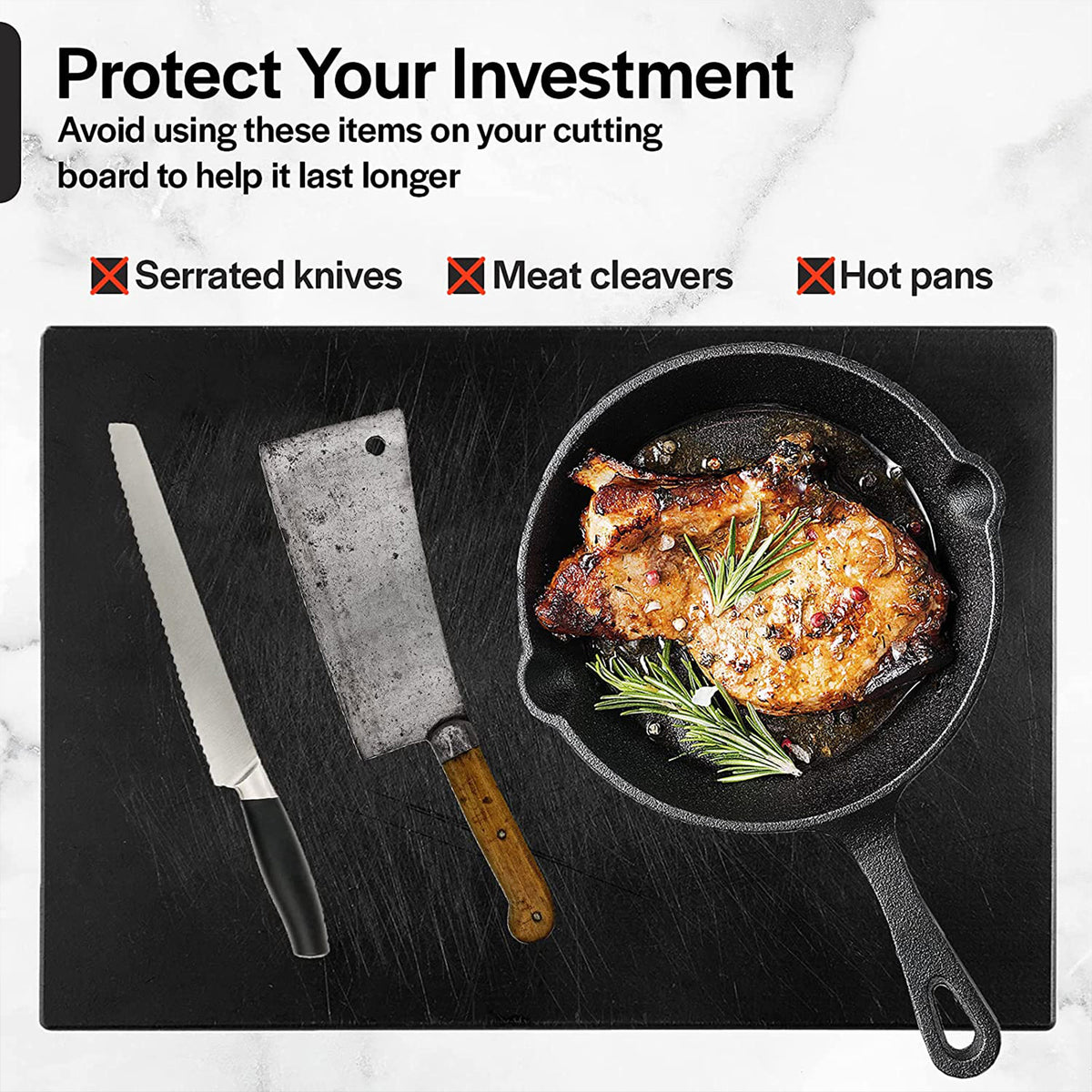 Thirteen Chefs 24 x 18 Inch Dishwasher Safe HDPE Plastic Cutting Board, Black - VMInnovations