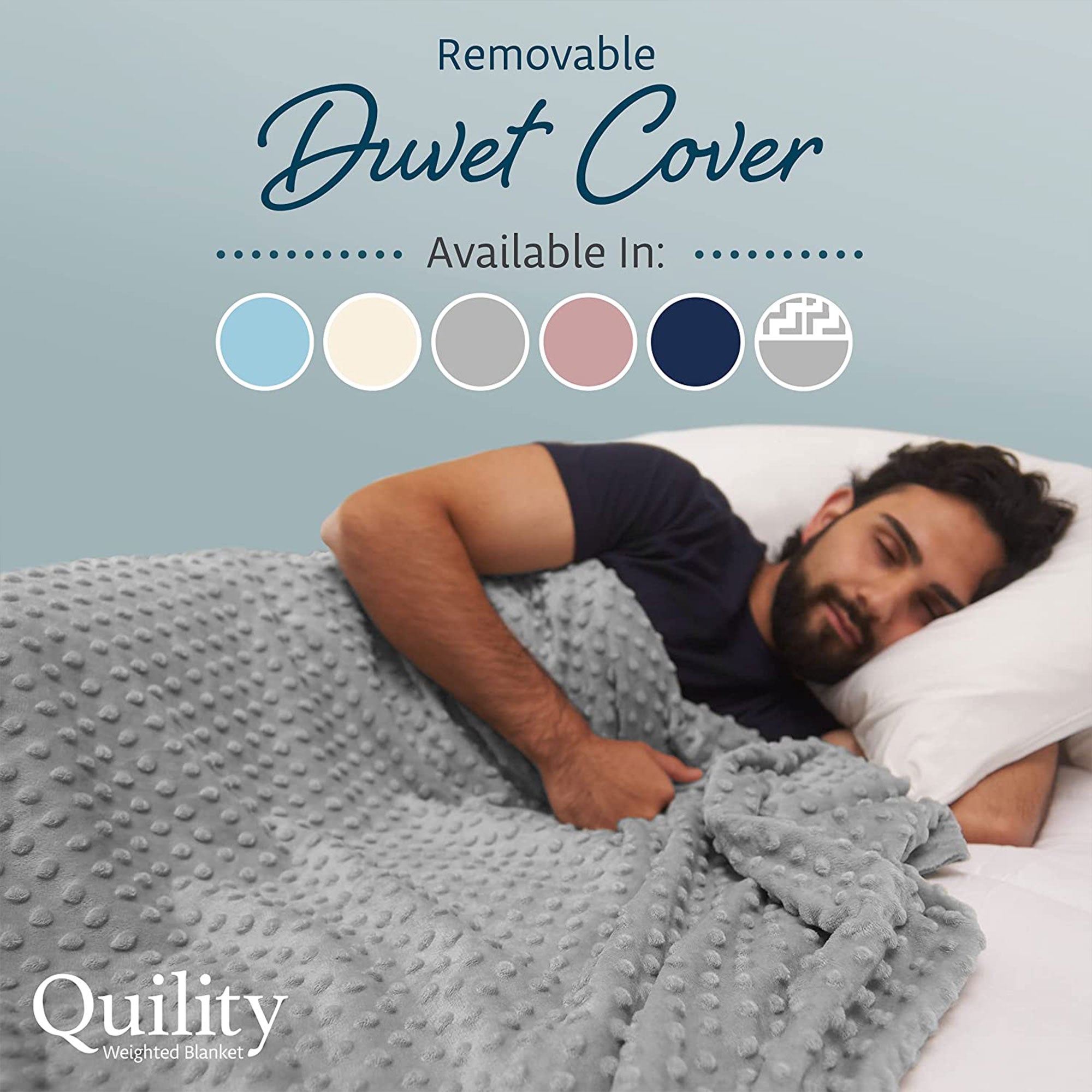 Quility 15 Pound Weighted Blanket Duvet Cover for Adults, F/Q 60" x 80," Gray - VMInnovations