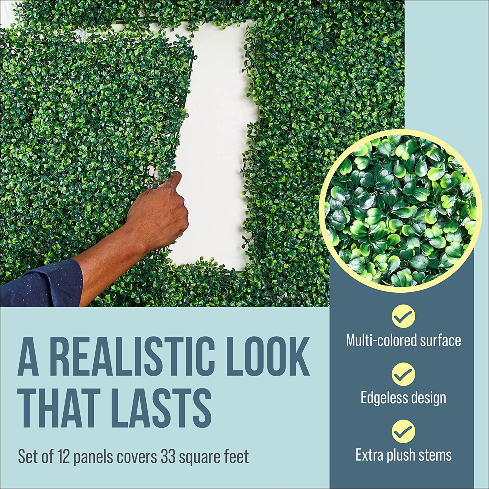 Artificial Grass Backdrop Decor Wall Panels, 20in x 20in, 12 Pack (Used)