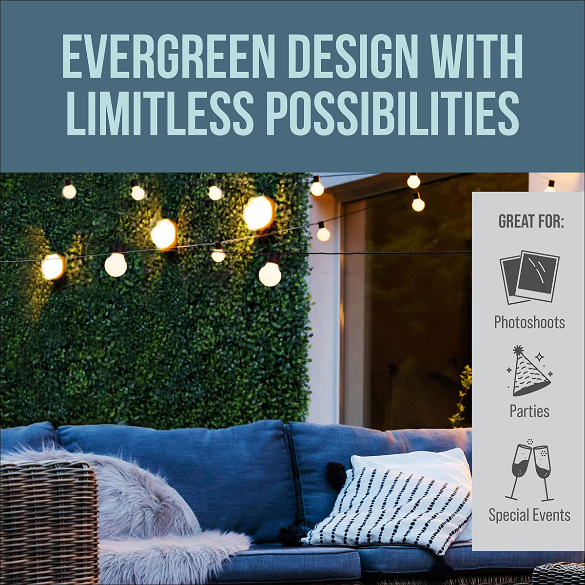 Artificial Grass Backdrop Decor Wall Panels, 20in x 20in, 12 Pack (Open Box)