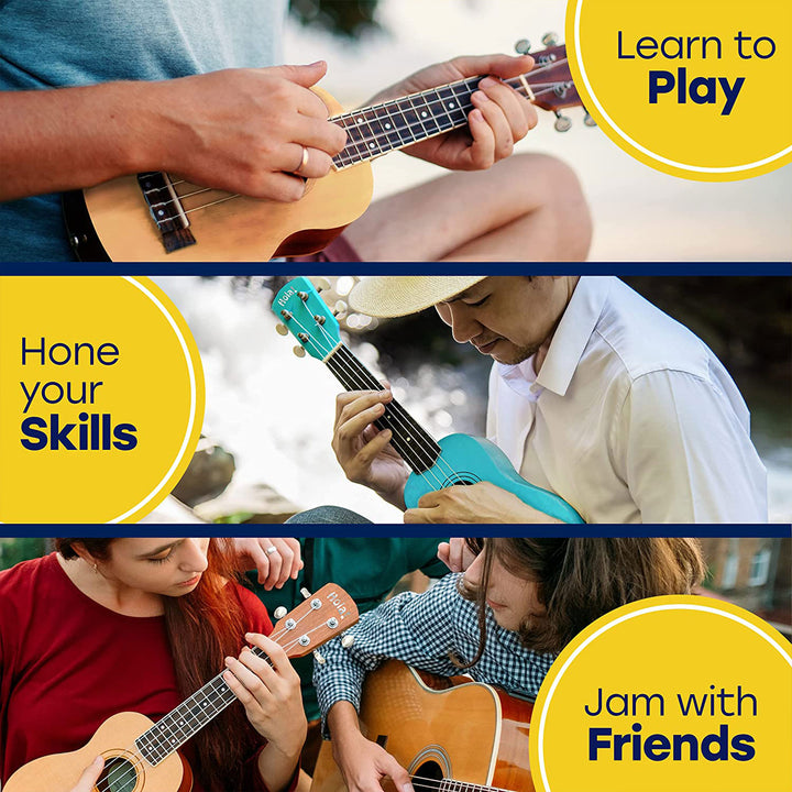 Hola! Music Color Series Soprano Ukulele with Tote Bag, Strap, & Picks, Natural - VMInnovations