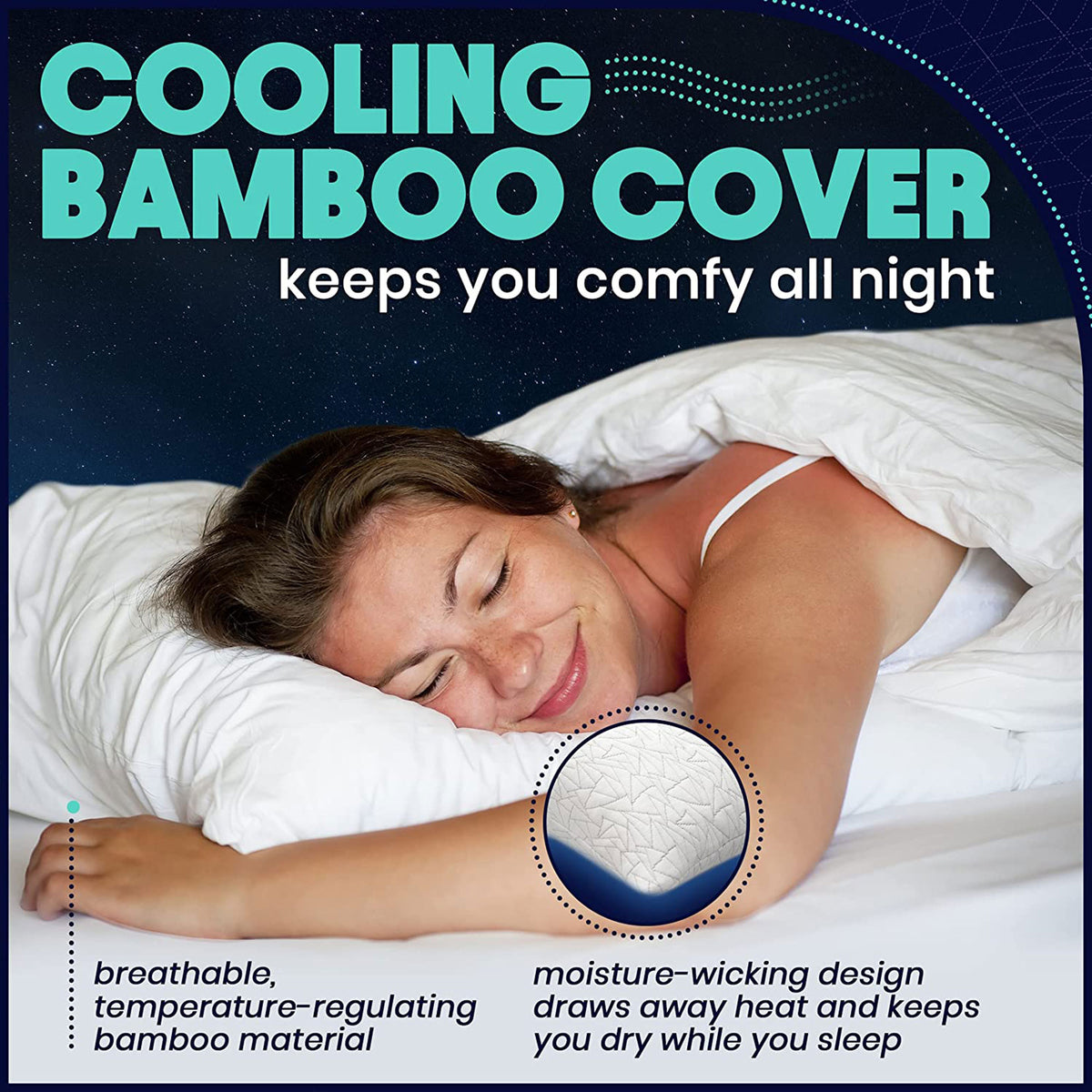 EnerPlex Memory Foam Firm Pillow w/Removable Foam & Washable Cover, King, 2 Pack - VMInnovations