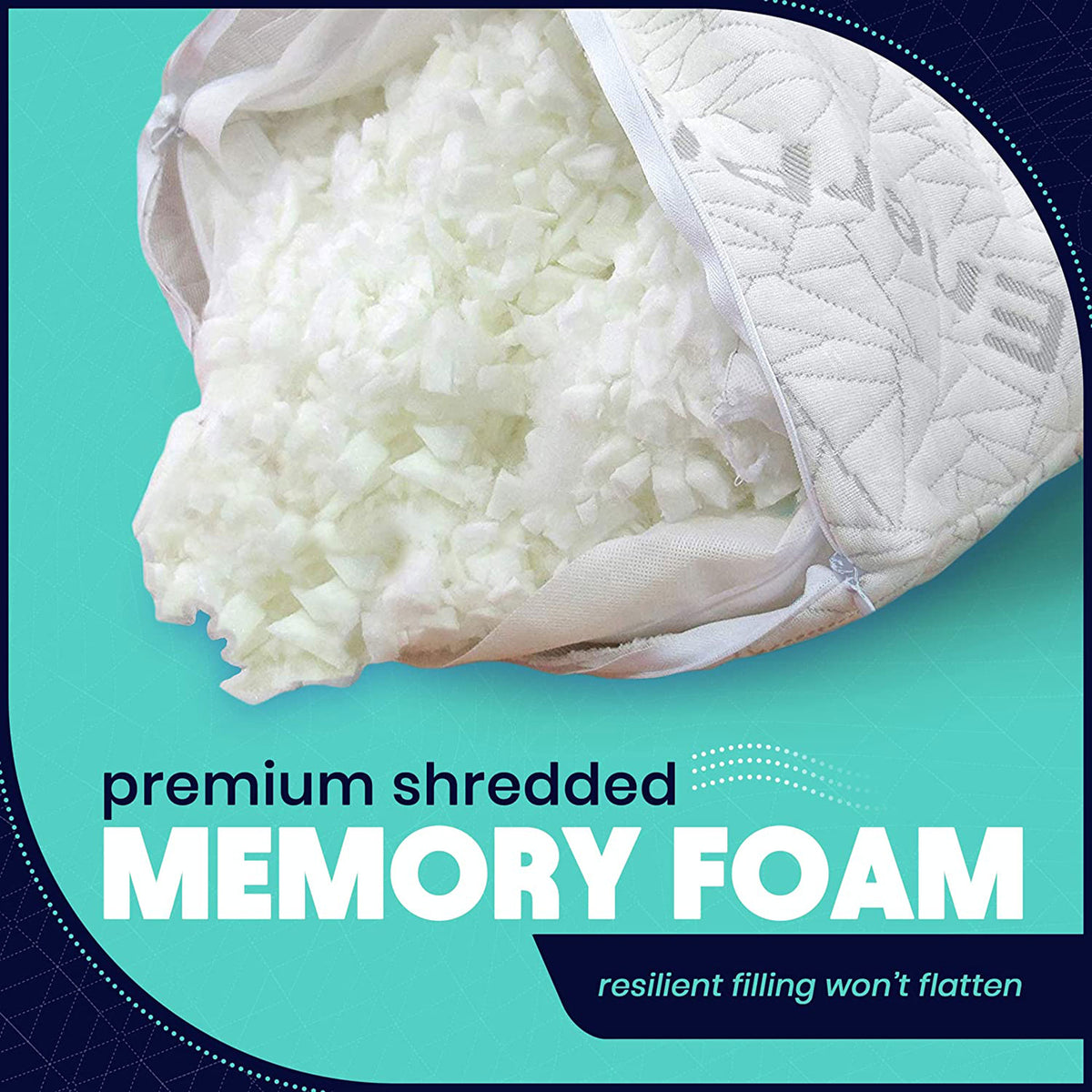 EnerPlex Memory Foam Firm Pillow w/Removable Foam & Washable Cover, King, 2 Pack - VMInnovations