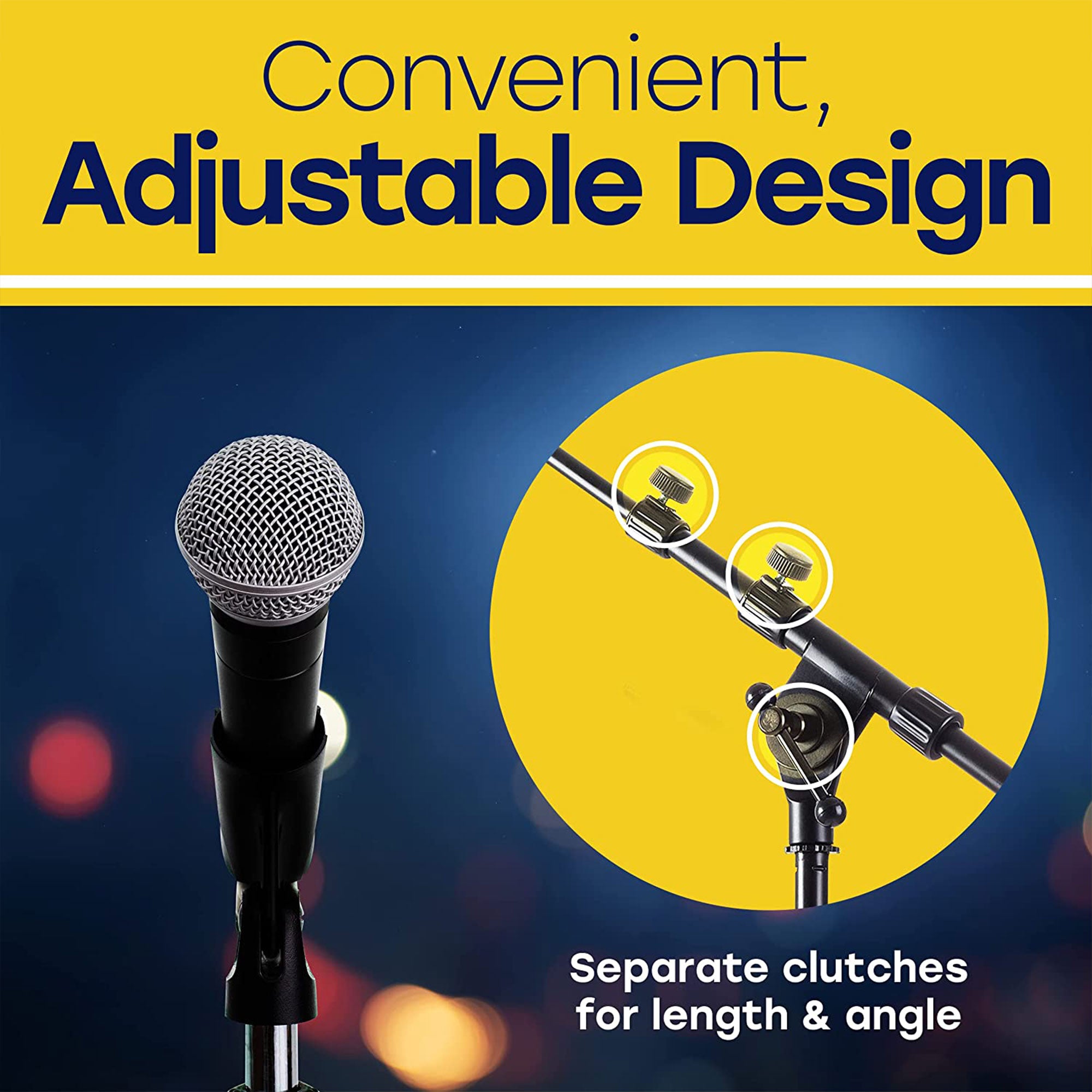Hola! Music Adjustable Height Standard Clutch Studio Microphone Stand, Black - VMInnovations