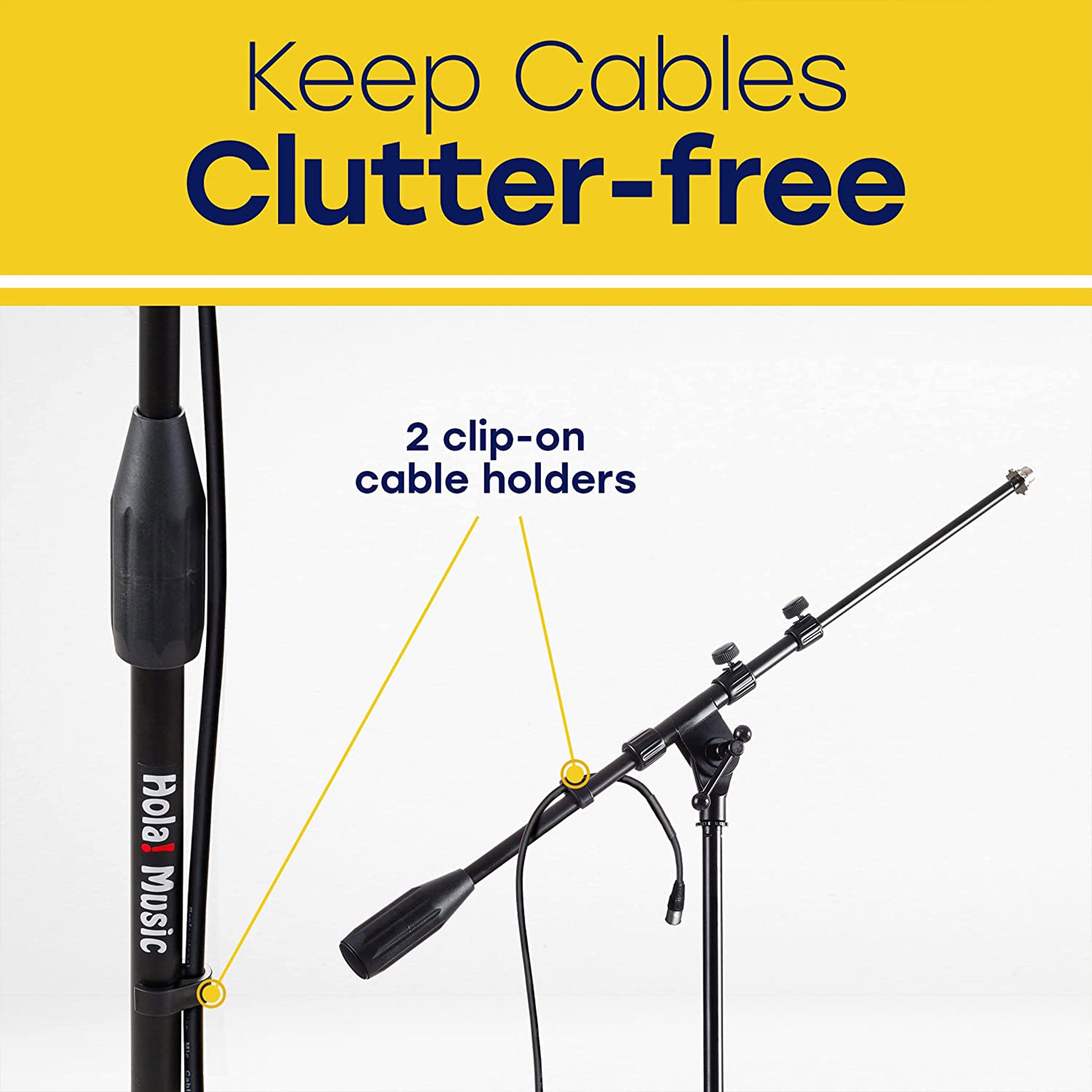 Hola! Music Adjustable Height Standard Clutch Studio Microphone Stand, Black - VMInnovations