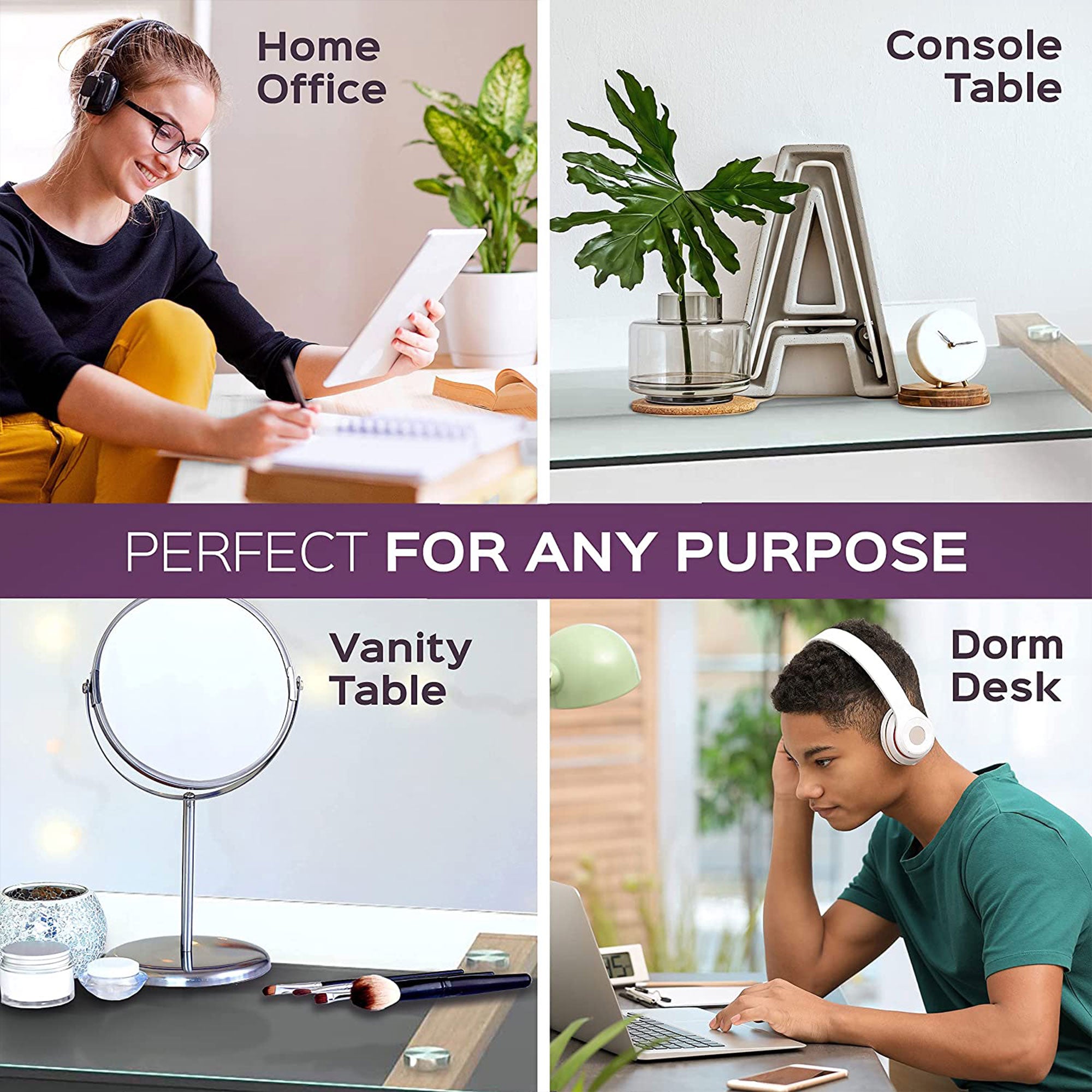 bonVIVO Massimo 43" Computer Desk Study Table w/Glass Top & Storage Shelf, White - VMInnovations