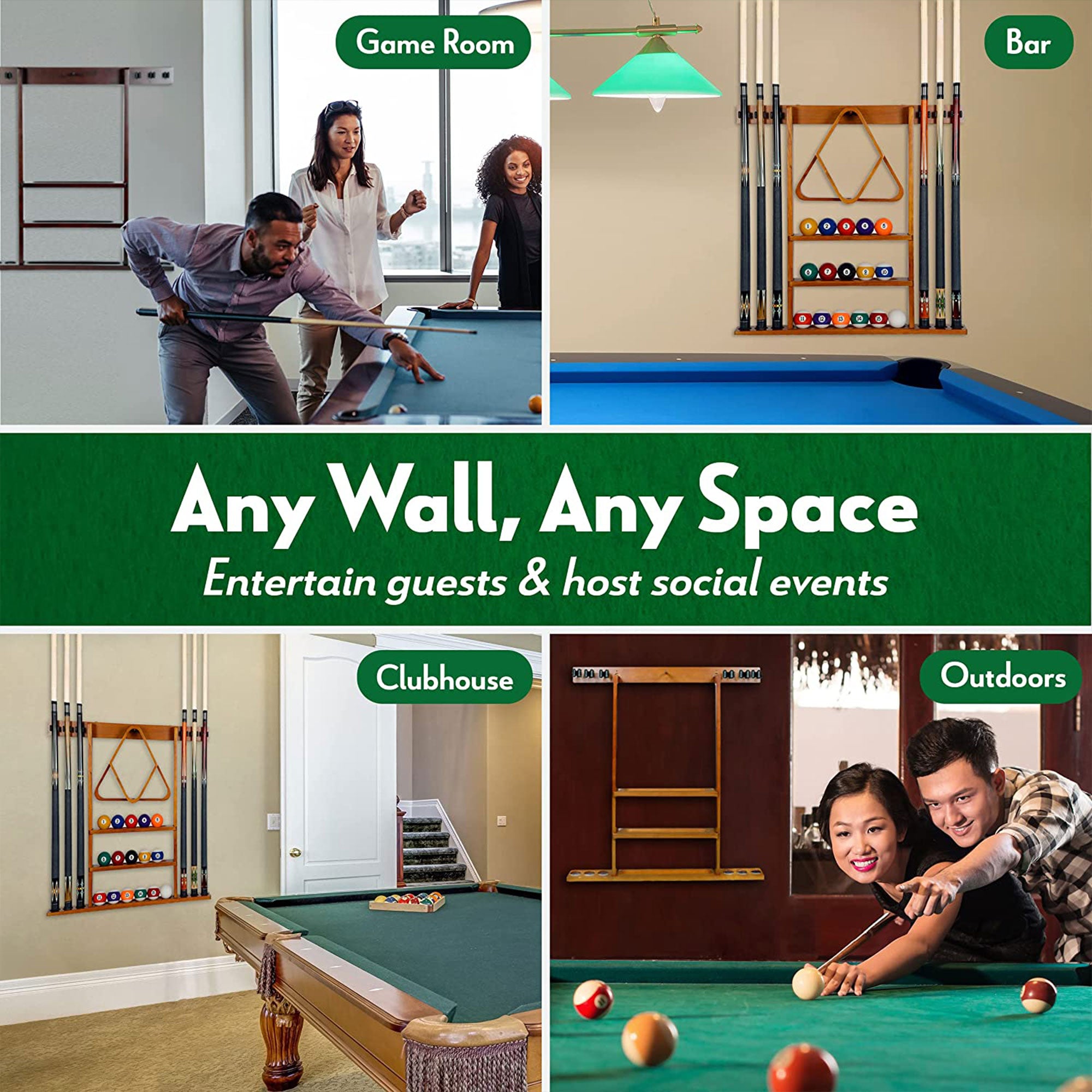 ISZY Billiards Wall Mounted Pool Accessories Billiard Ball and Stick Holder Rack - VMInnovations