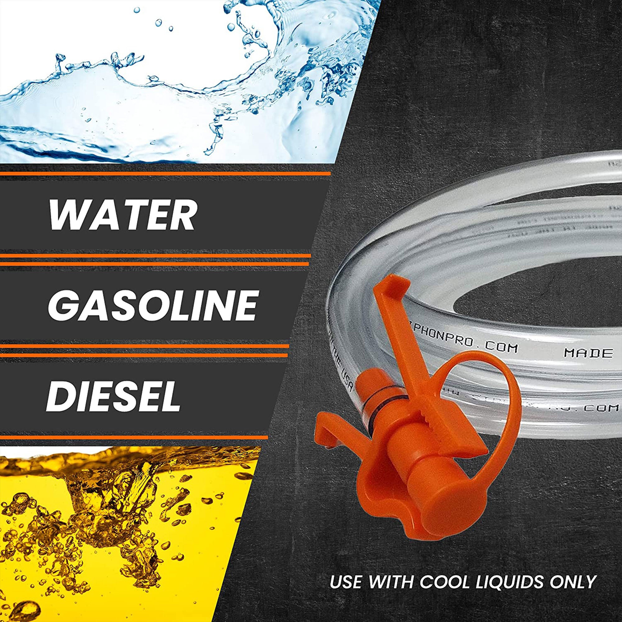 GasTapper SiphonPro Fuel Hand Pump for Gas, Oil, Diesel, and Water with 9' Hose - VMInnovations