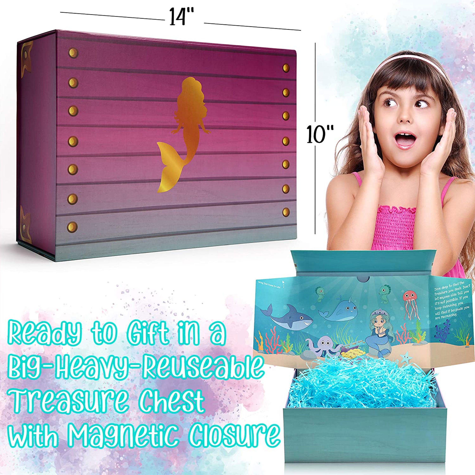 The Memory Building Company Large Mermaid Surprise Box for Kids Ages 6 and Up - VMInnovations