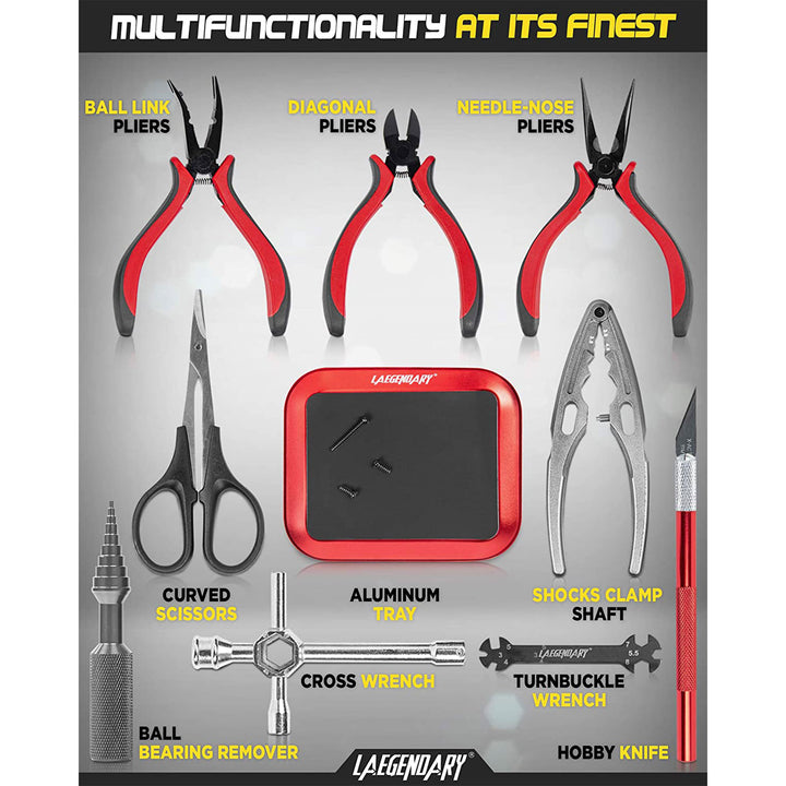 LAEGENDARY 25pc RC Car Magnetic Repair Tool Kit for Drone, Boat, Plane, or Truck - VMInnovations