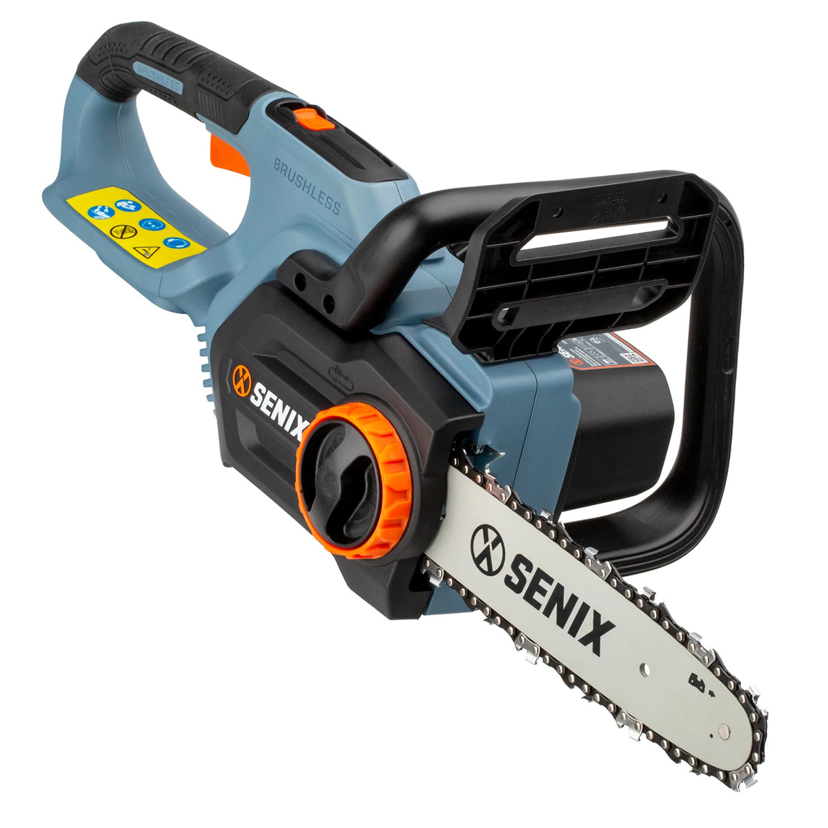 SENIX CSX2-M-0 10 Inch 20 Volt Cordless Brushless Chain Saw, Tool Only, Blue