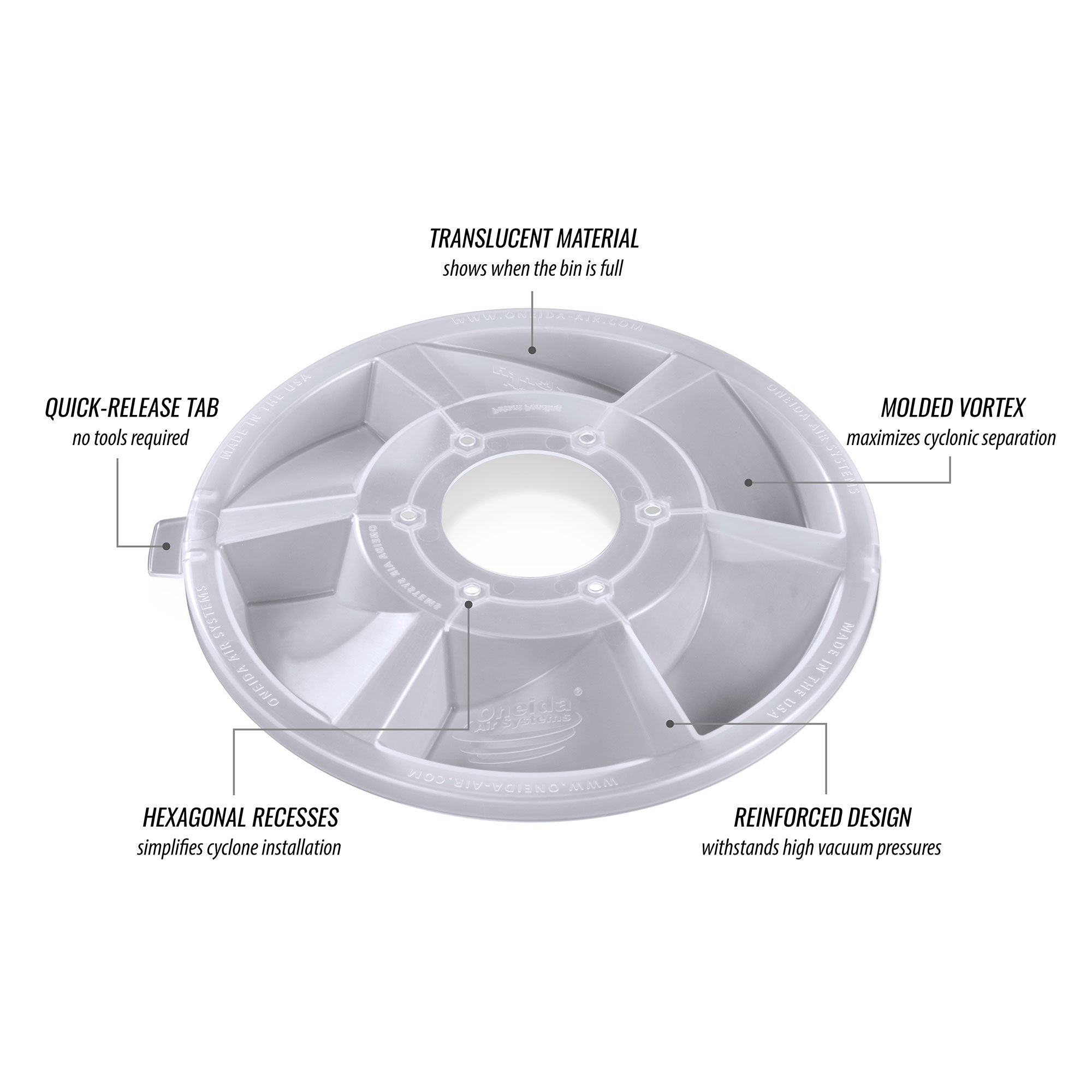 Oneida Air Systems Dust Deputy Deluxe All-Clear Cyclone Separator Kit w/ Wheels - VMInnovations