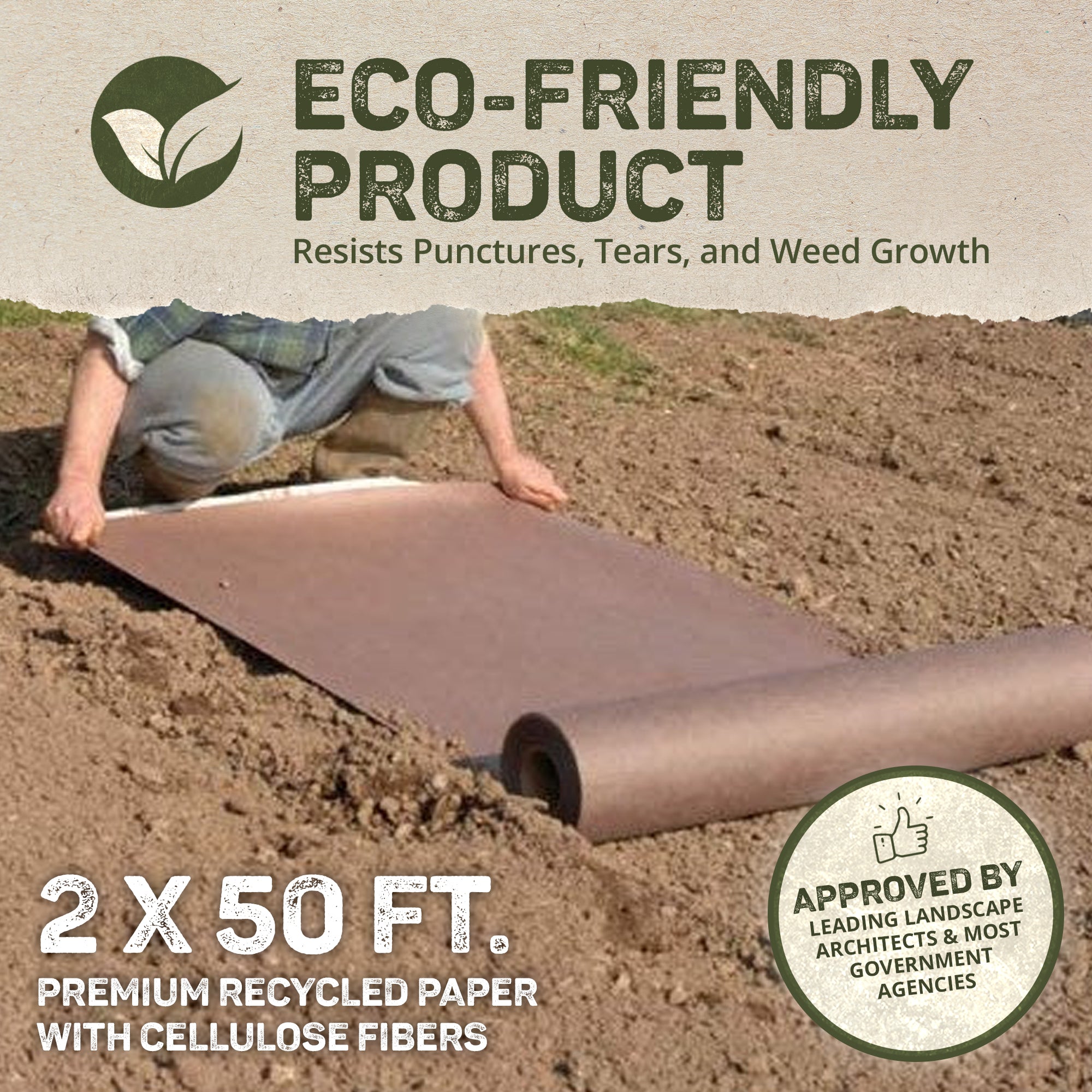 DeWitt 2 x 50 Ft All Natural Paper Mulch Garden Weed Barrier (16 Pk) (Open Box) - VMInnovations