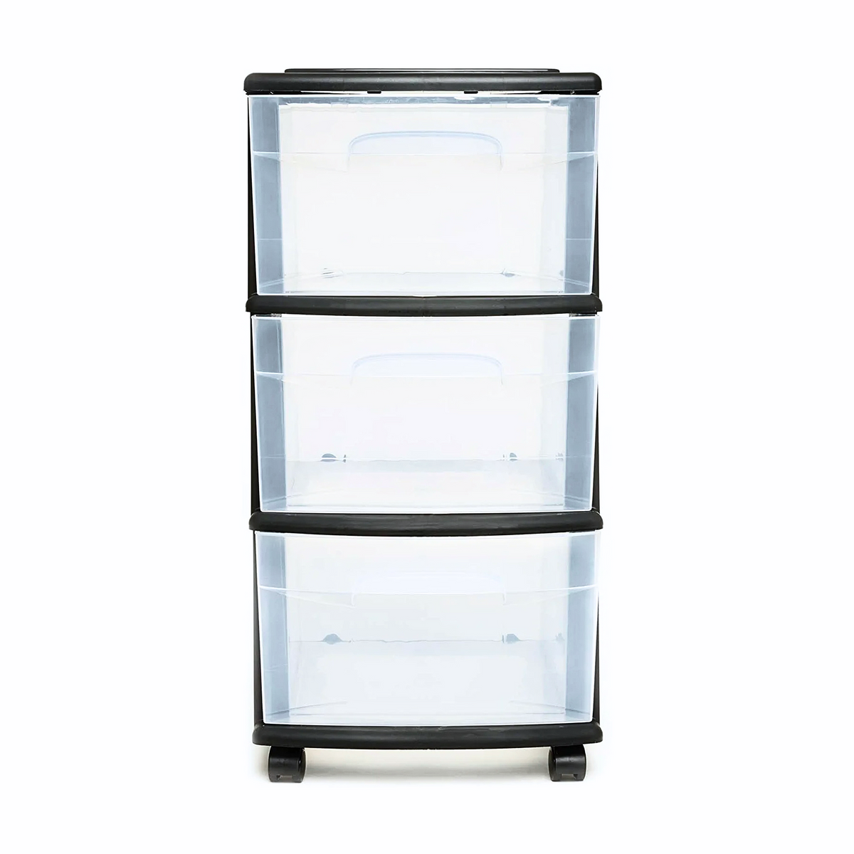 Homz Plastic Medium Storage Container, 3 Clear Drawers & Black Frame (Used) - VMInnovations