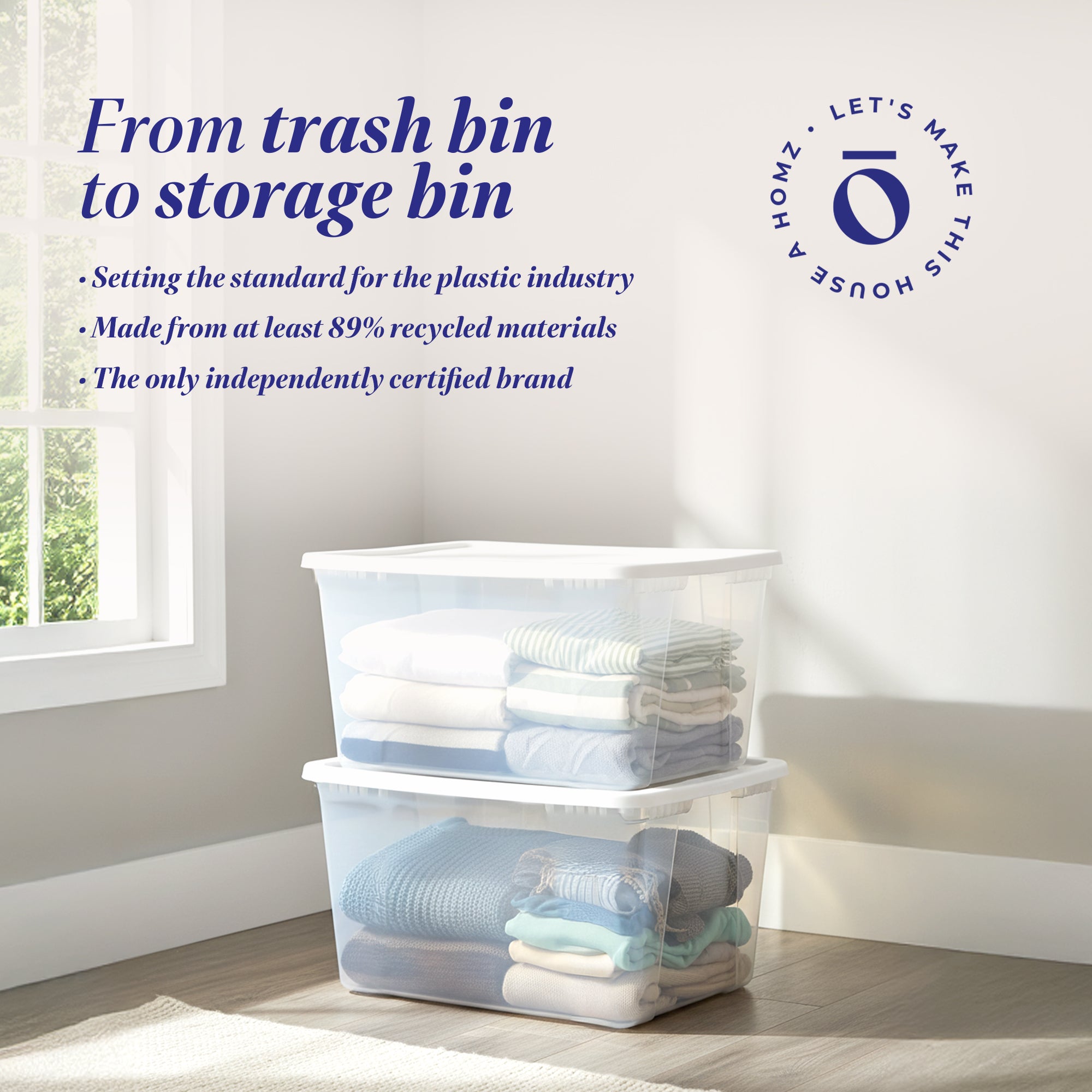 HOMZ 56qt Snaplock Clear Plastic Storage Container Bin with Secure Lid, 2 Pack - VMInnovations