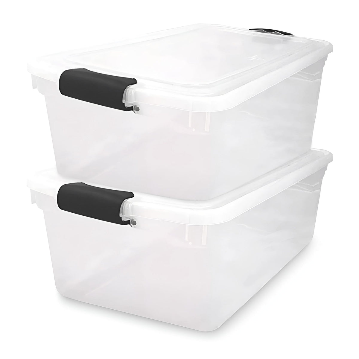 Homz 64 Qt Clear Storage Container w/Latching Lids, (2 Pack) (Open Box)