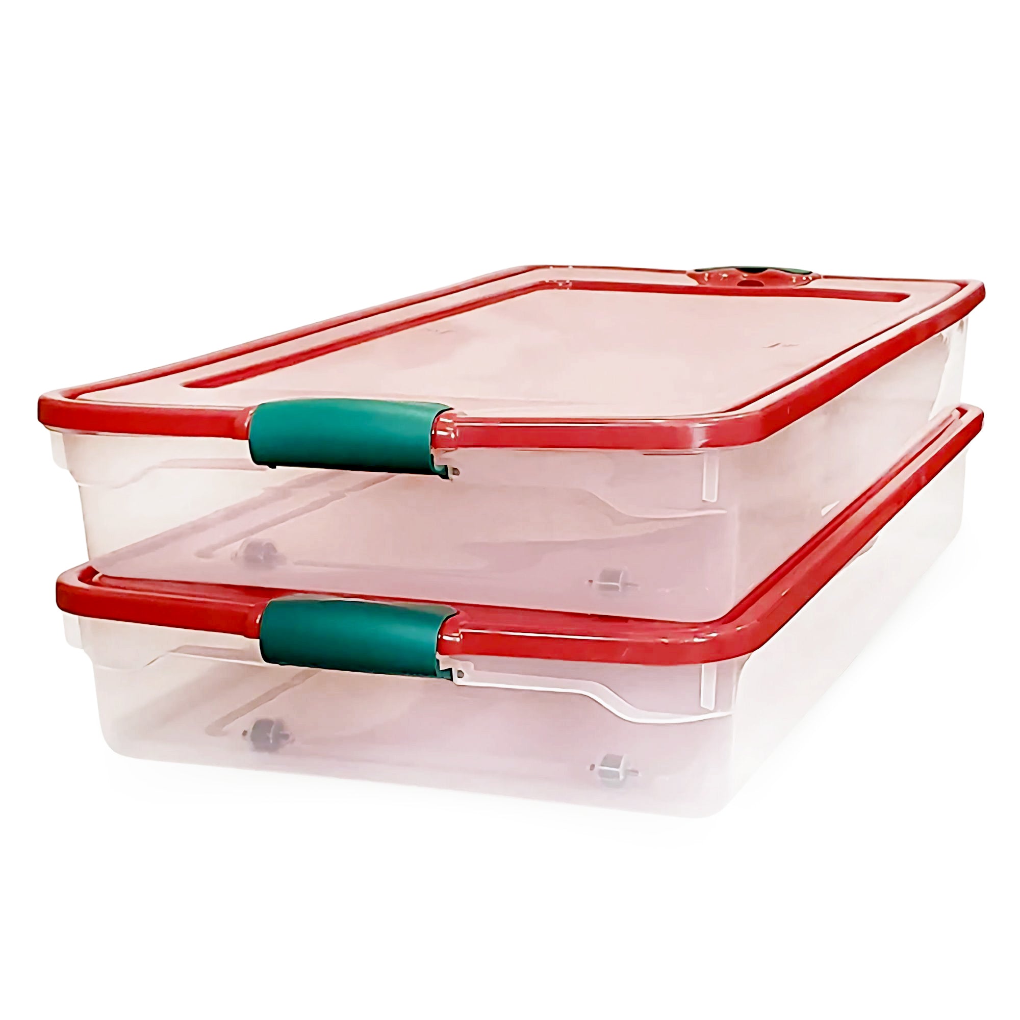 HOMZ 60-Quart Latching Underbed Storage Container Box, Clear (2 Pack) (Open Box)