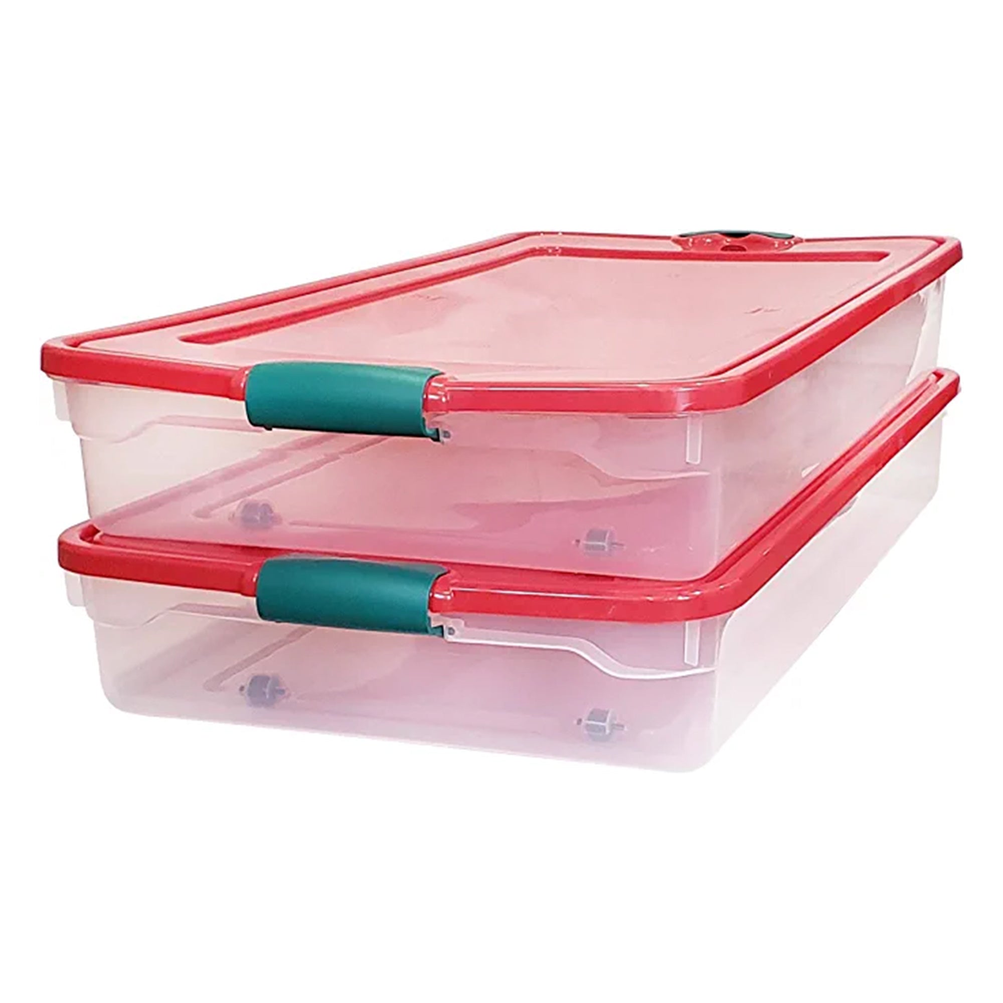 HOMZ 60-Quart Latching Holiday Underbed Storage Container Box, Clear (2 Pack) - VMInnovations