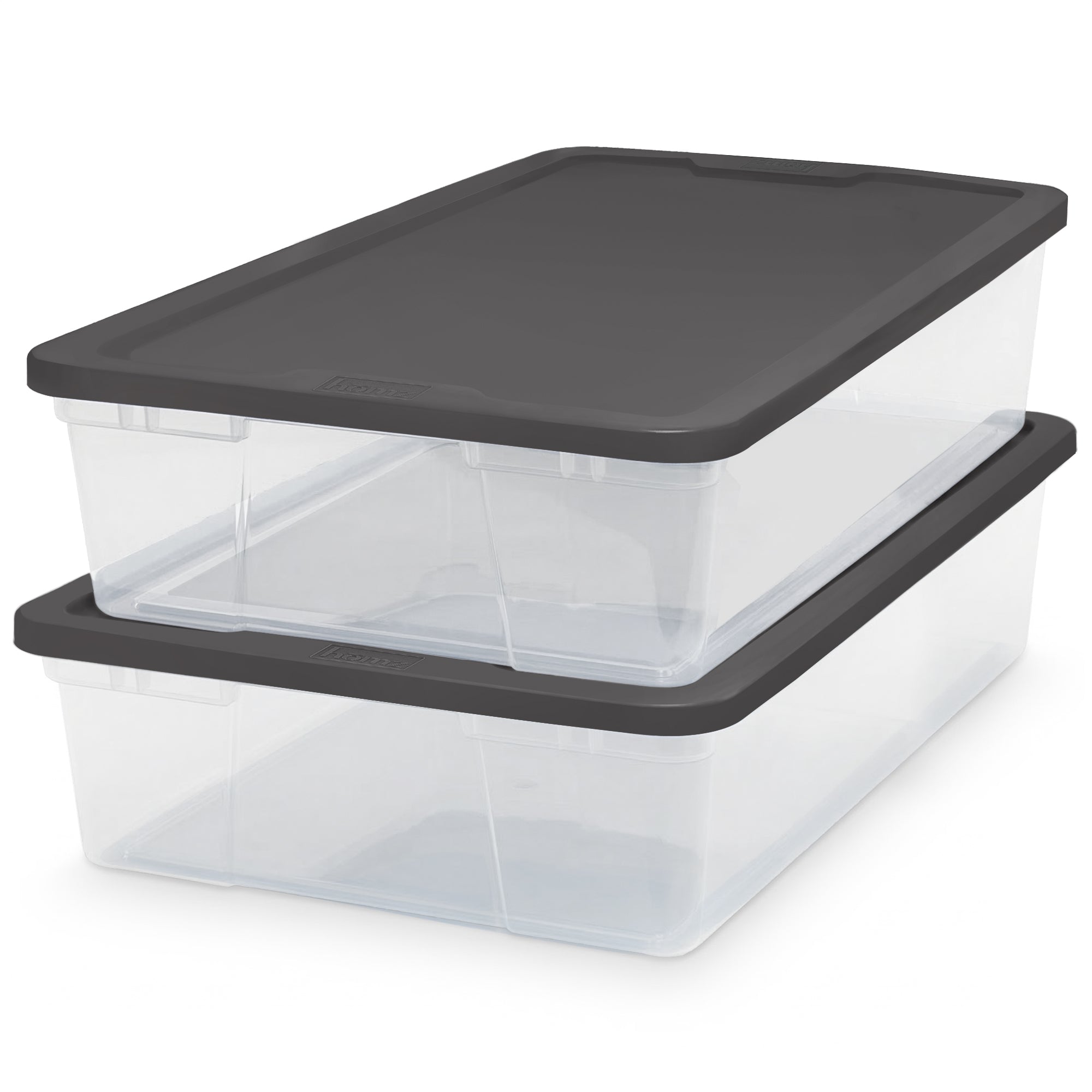 Homz Snaplock 28 Quart Clear Under Bed Storage Container Bin with Lid, (2 Pack)