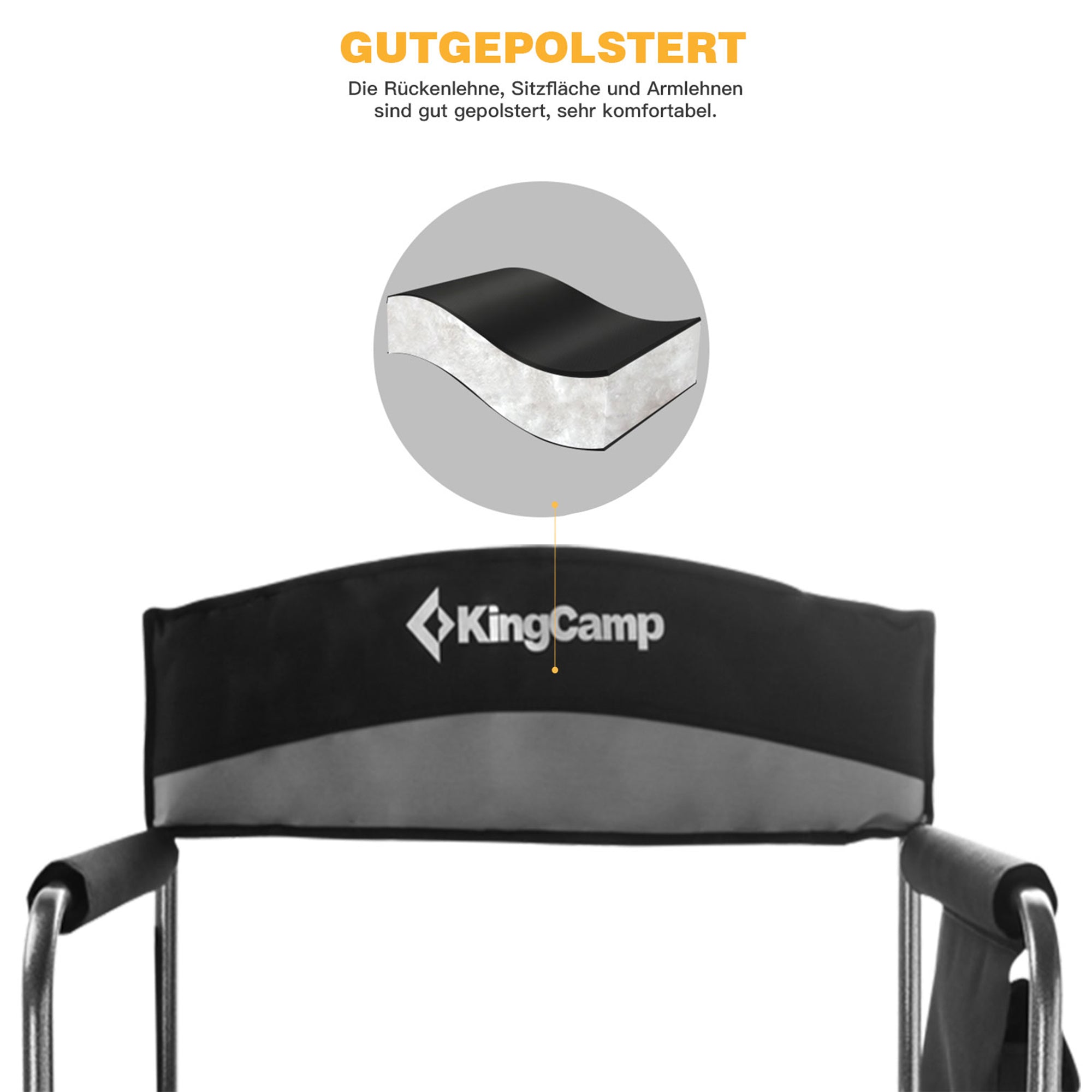 KingCamp Outdoor Folding Chair with Table & Pockets, Black/Grey (2pk)(For Parts) - VMInnovations