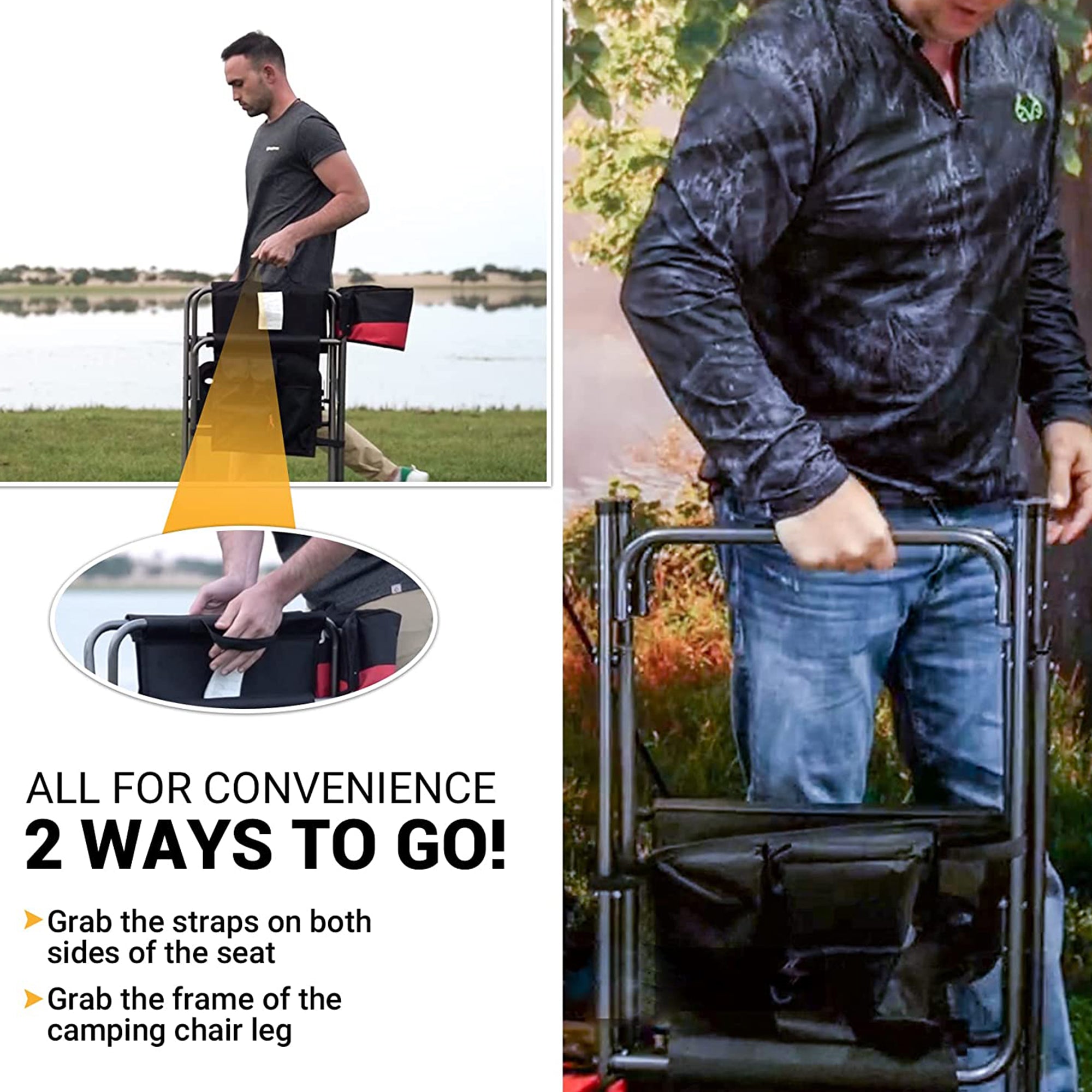KingCamp Outdoor Folding Chair with Table & Pockets, Black/Grey (2pk)(For Parts) - VMInnovations