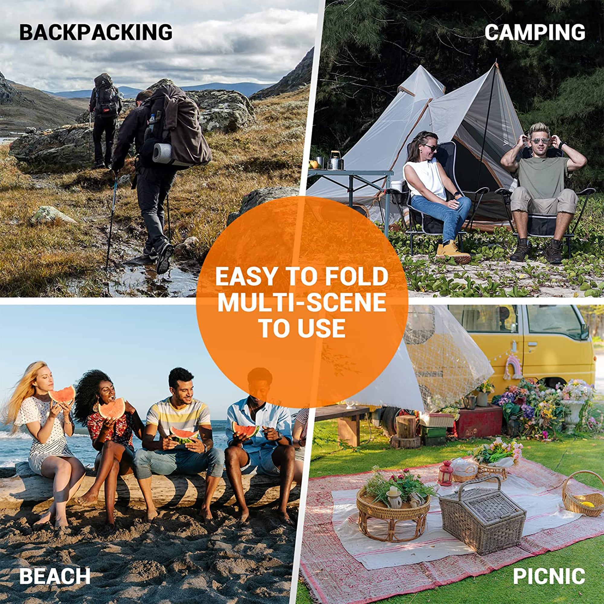KingCamp Lightweight Highback Camping Chair with Cupholder & Pocket, Black/Grey - VMInnovations