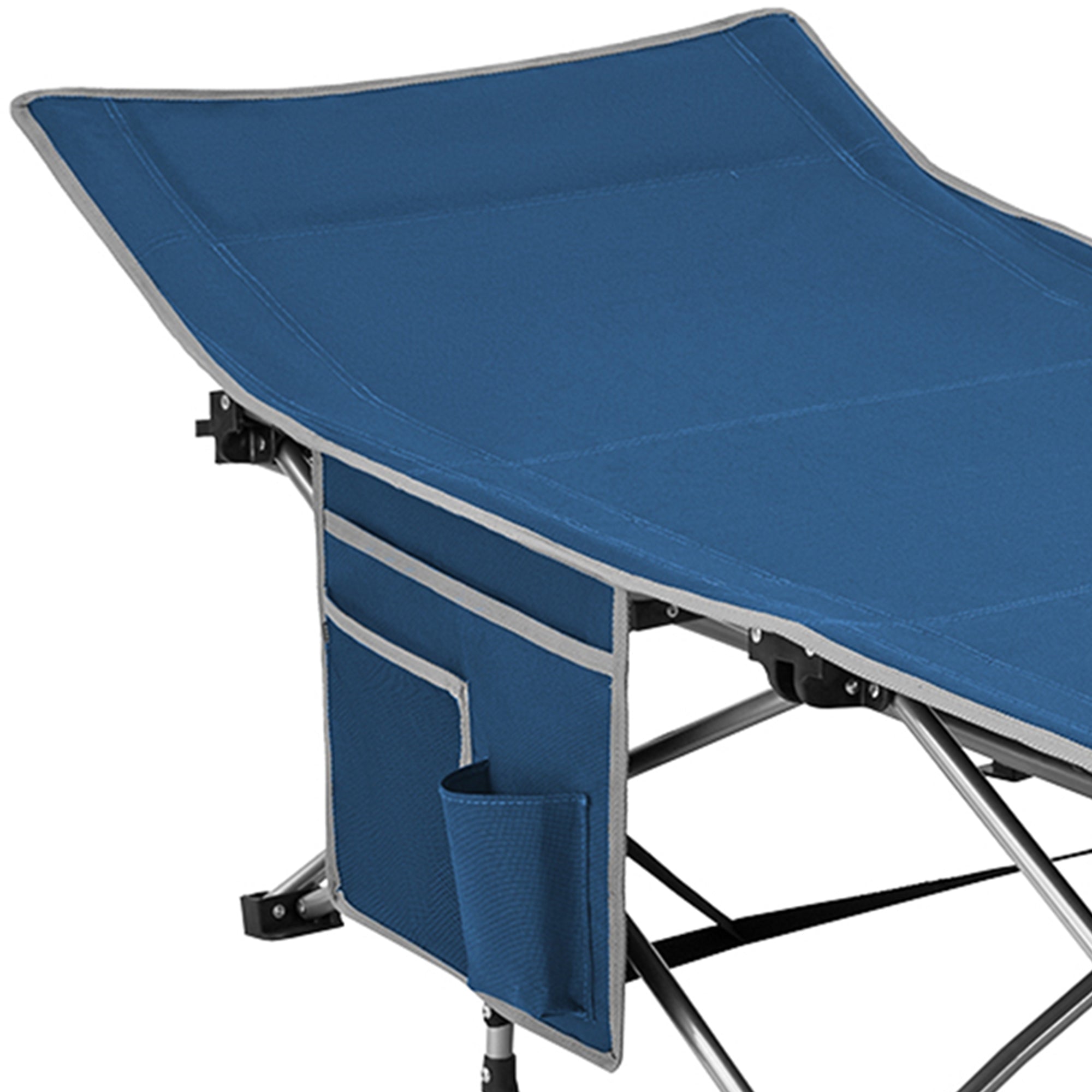 KingCamp Folding Portable Outdoor Camping Cot w/ Multi Layer Side Pocket, Blue - VMInnovations