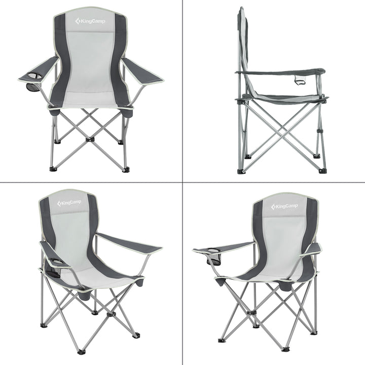 KingCamp Lightweight Folding Outdoor Camping Chair with Cupholder, Black/Grey - VMInnovations