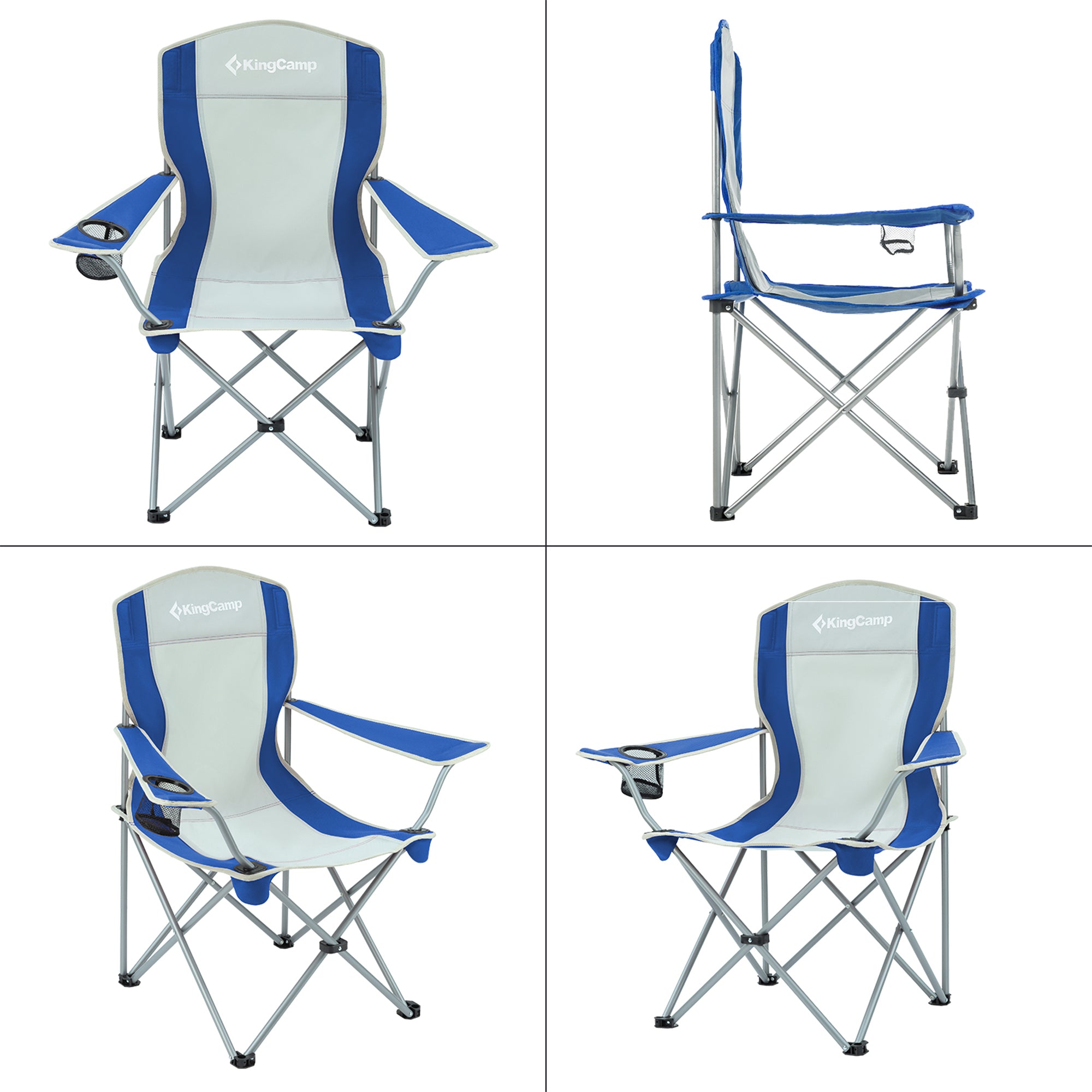 KingCamp Lightweight Folding Camping Chair with Cupholder, Blue/Grey (Used) - VMInnovations