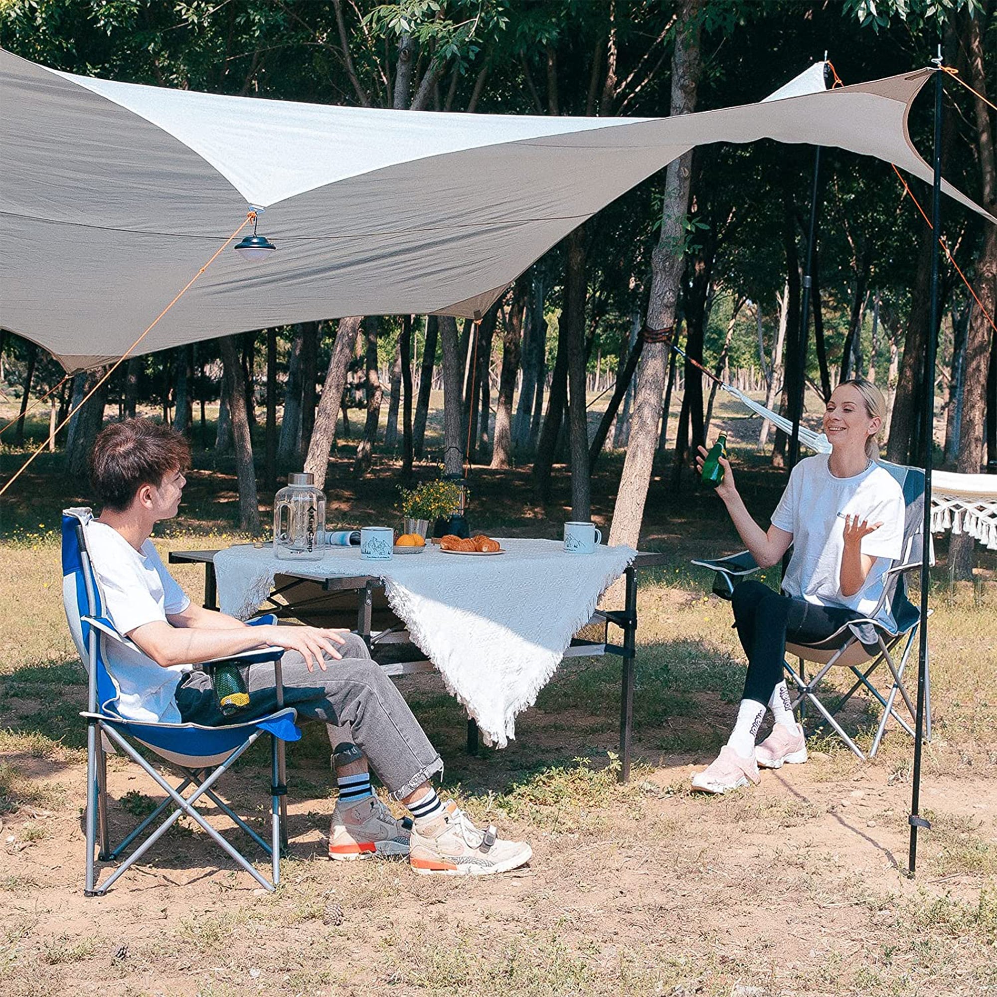 Lightweight Folding Outdoor Camping Chair w/ Cupholder, Blue/Grey (Open Box) - VMInnovations