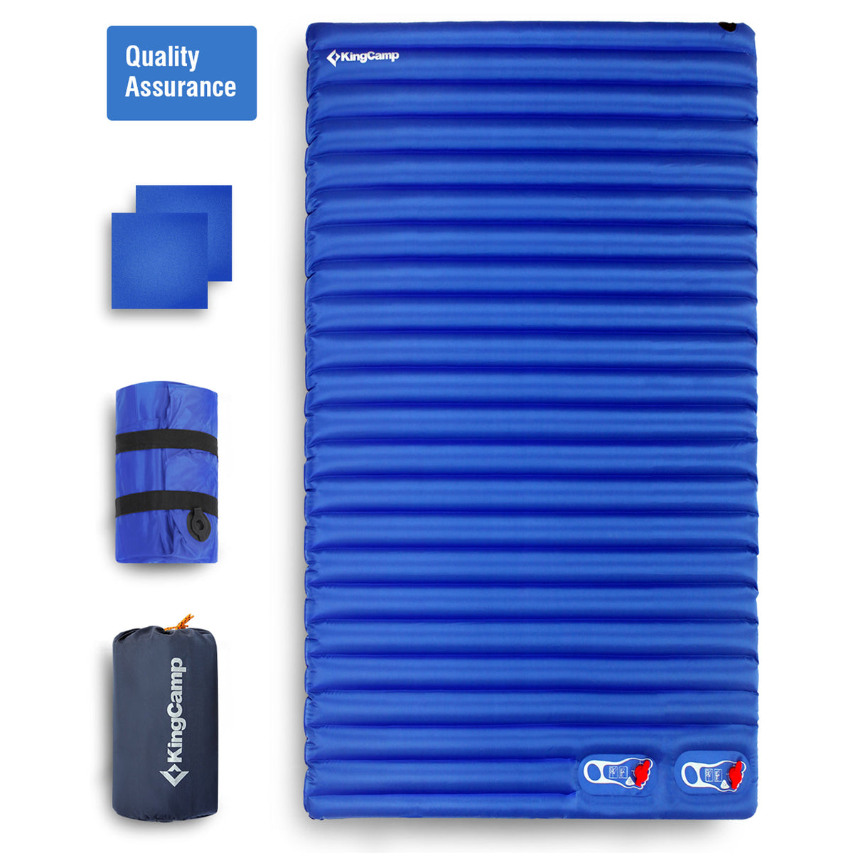 KingCamp 2-Person Double Sleeping Pad Lightweight Inflatable Mat, Blue (Used)