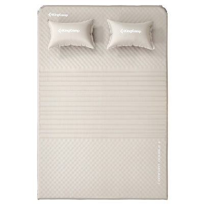KingCamp Self-Inflating Sleeping Pad Mat Camping Mattress with 2 Pillows, Beige
