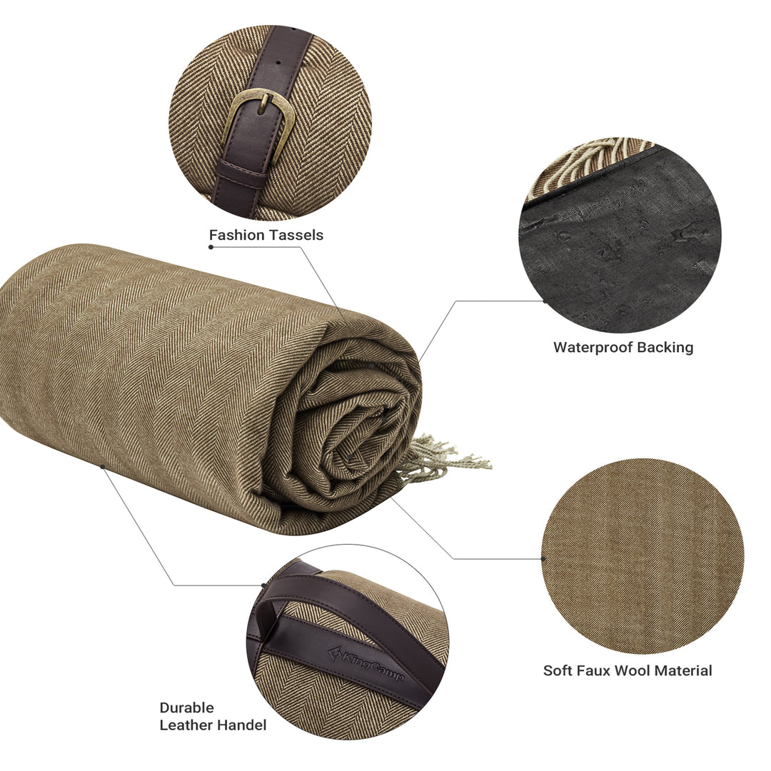 KingCamp Portable Outdoor Waterproof Picnic Beach Blanket, 210D Oxford, Brown - VMInnovations